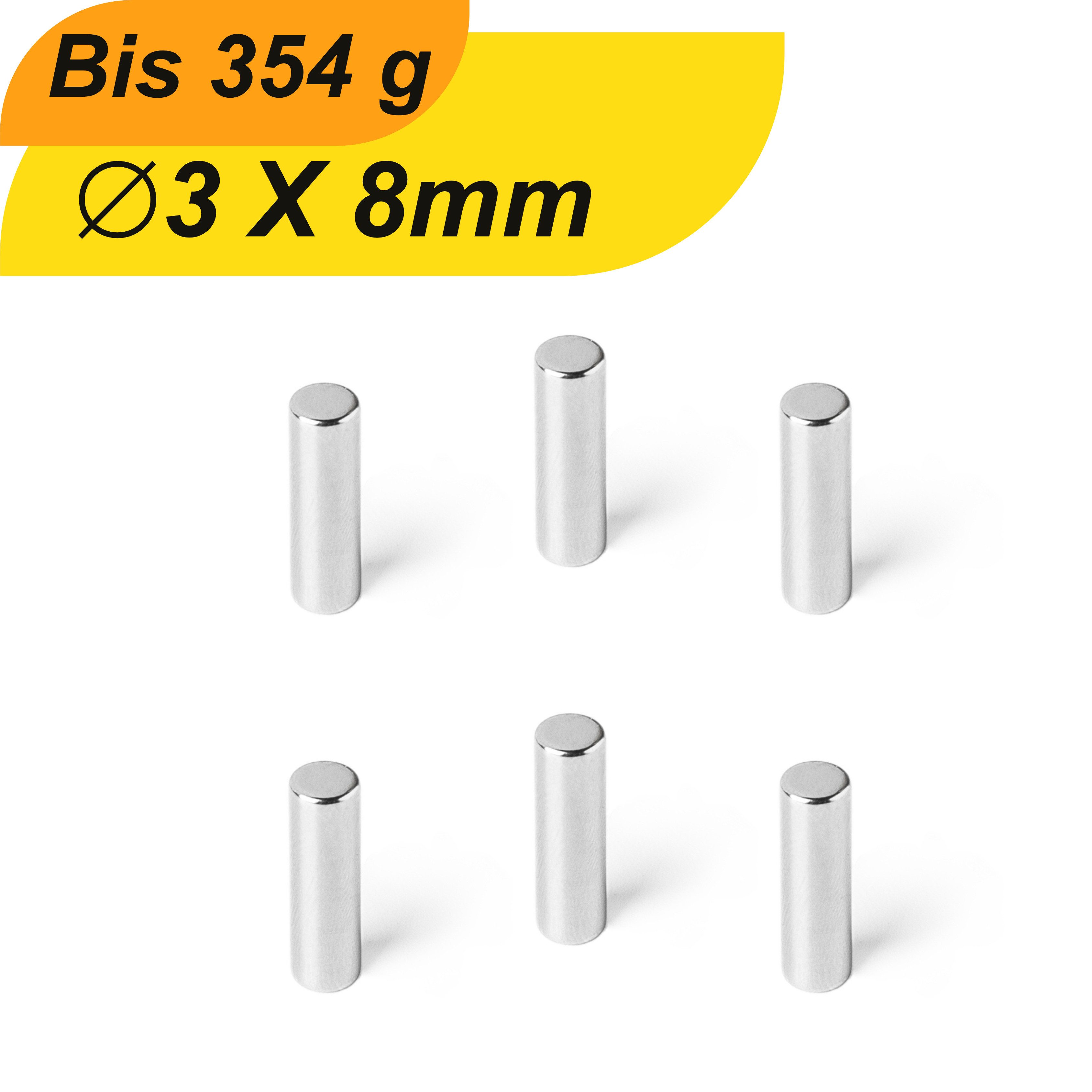 Magnet Neodym Magnet 3mm x 8mm Supermagnete hohe Haftkraft Scheibenmagnet