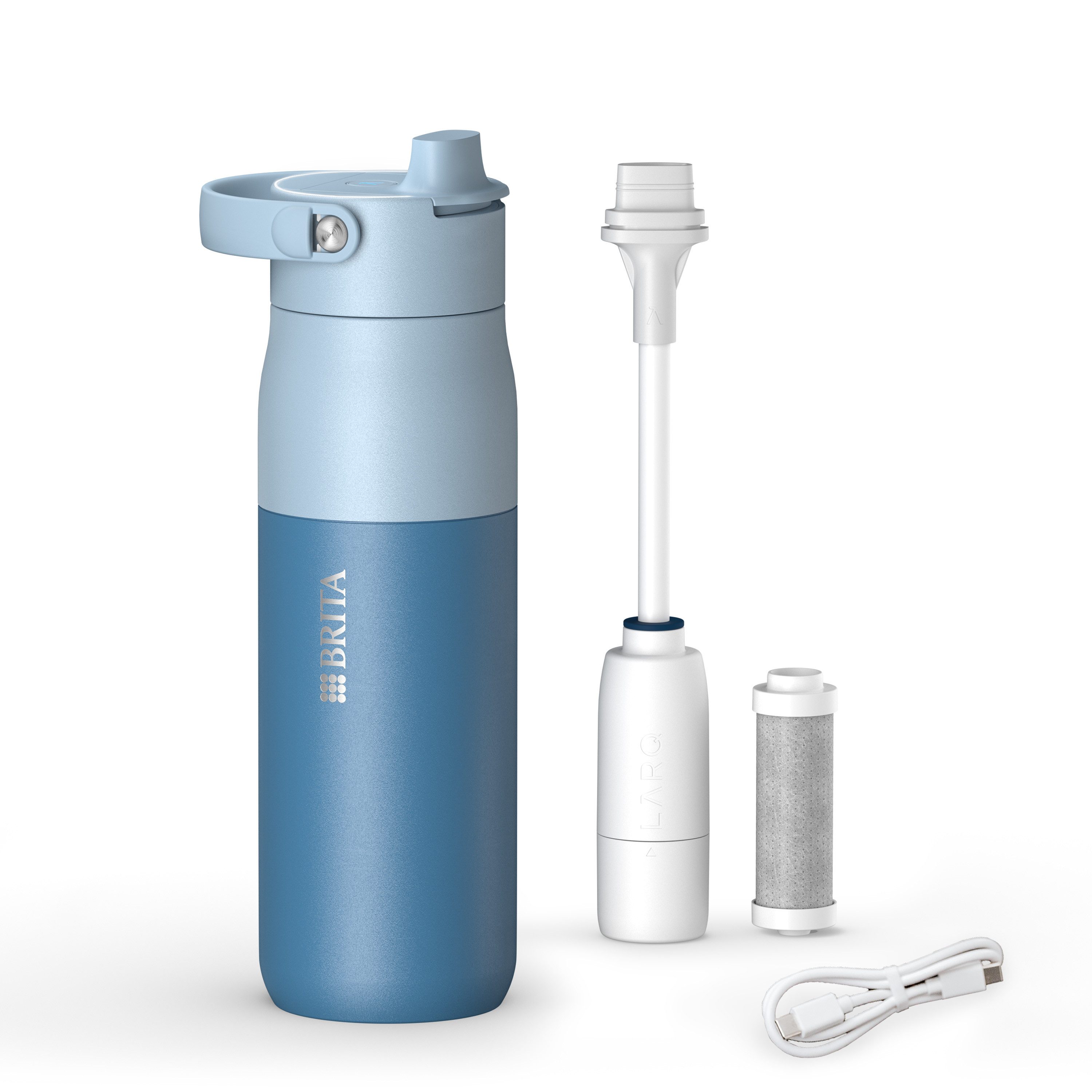 BRITA Trinkflasche BRITA LARQ iQ Digitale Filter Trinkflasche (680 ml), inkl. Hydration Tracking (App), Aktivkohle Wasserfilter & UV-C