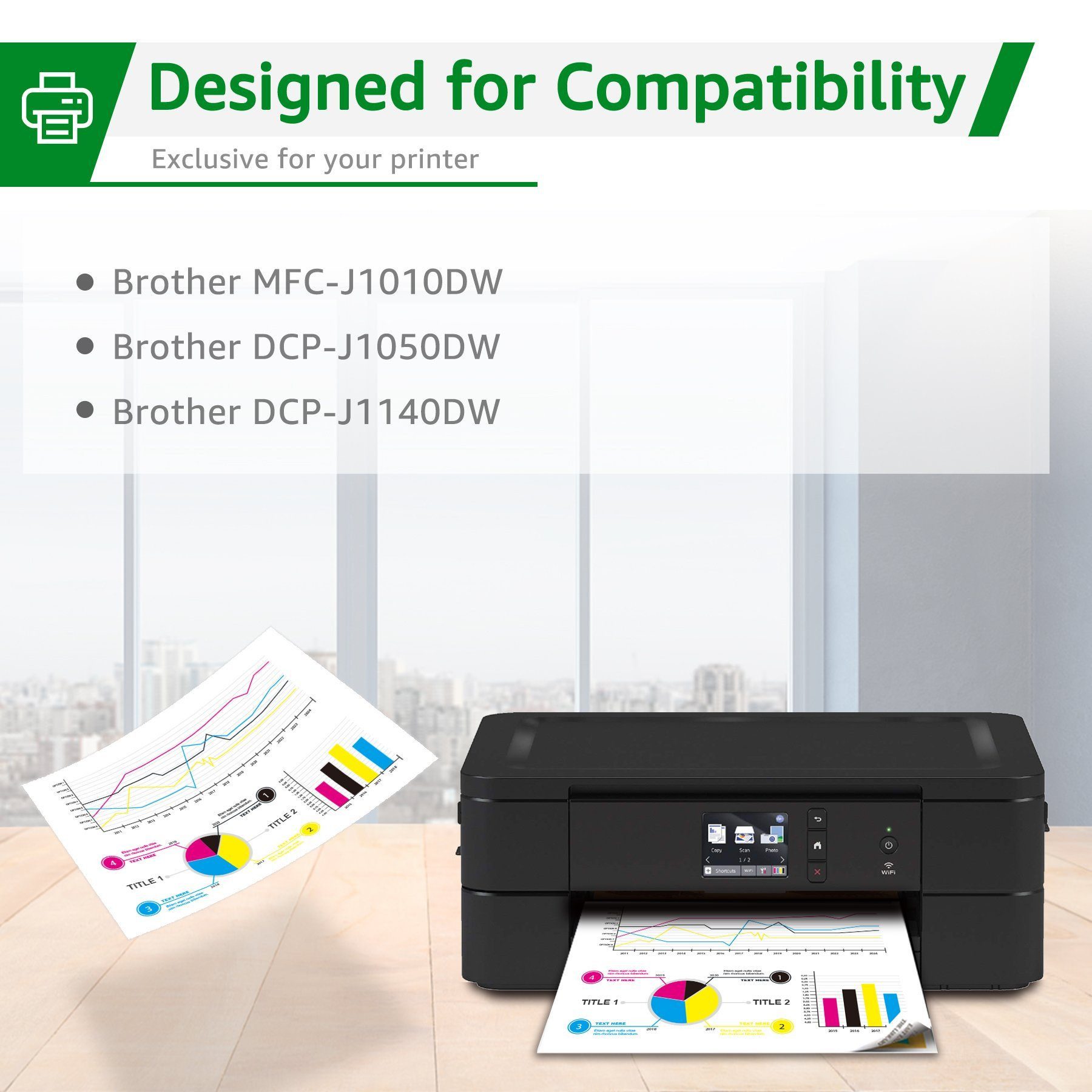Greensky 4er-pack ersetzt Brother LC421 LC 421XL Tintenpatrone (DCP-J1050DW DCP-J1140DW DCP-J1800DW MFC-J1010DW)