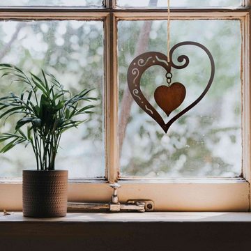 Rostikal Gartenfigur Rost Deko Herz, echter Rost