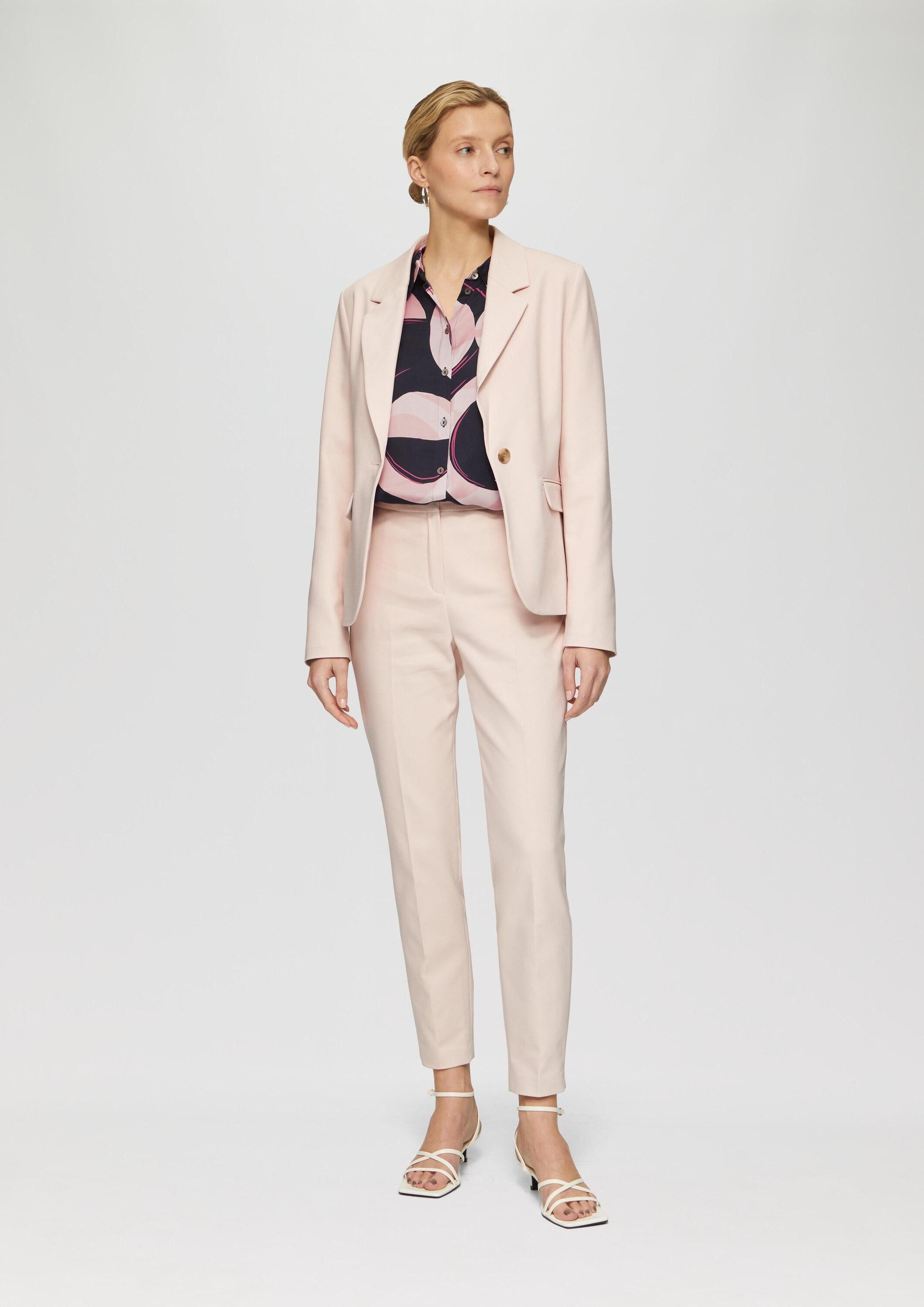 s.Oliver Langarmbluse Bluse Satinierte Longbluse mit Falten-Details