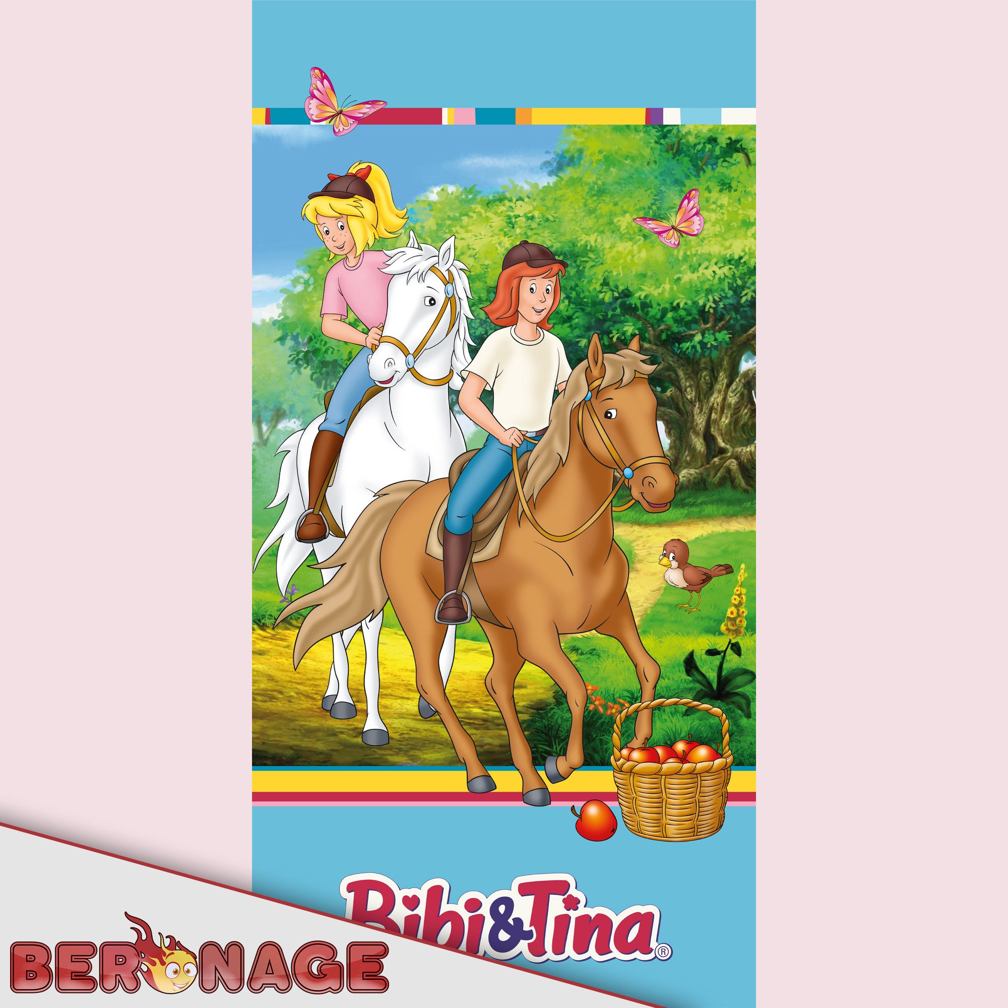 BERONAGE Kinderschlafsack Bibi und Tina Freunde Blau/Rosa Kinder-Schlafsack, 140 cm + 30 cm (Kapuze) x 70 cm – Bild 4 von 5