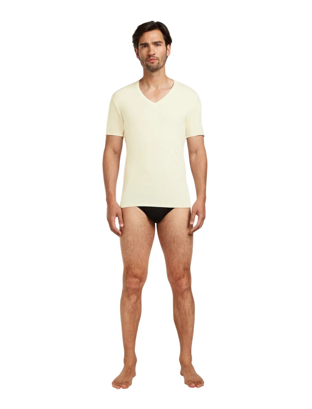 Icebreaker T-Shirt Unterwäsche Anatomica SS mit V-Ausschnitt (Merinowolle) gelbweiss