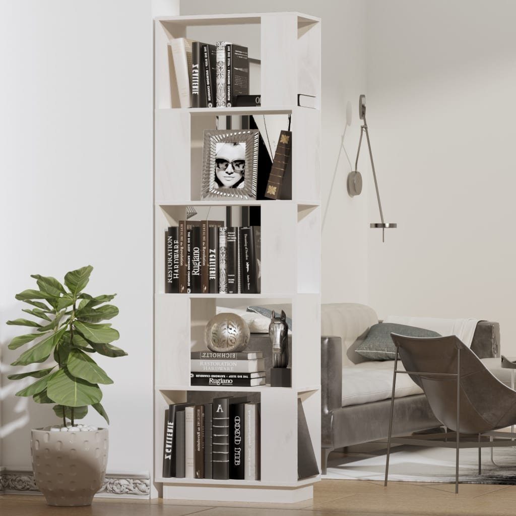 furnicato Bücherregal Bücherregal/Raumteiler Weiß 51x25x163,5 cm Massivholz Kiefer
