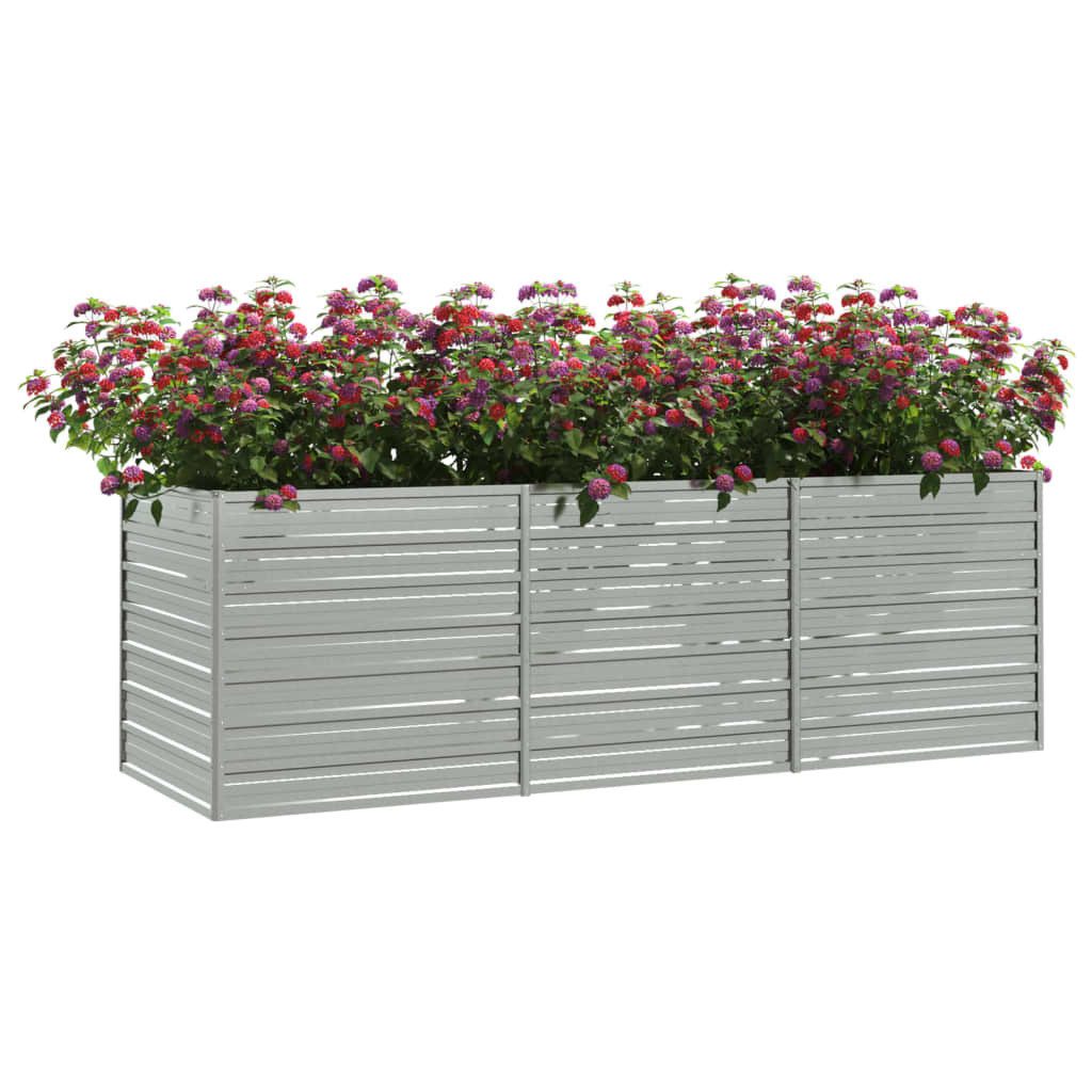 vidaXL Hochbeet 240 x 80 x 77 cm Garten-Hochbeet 240x80x77 cm Verzinkter Stahl Silbern