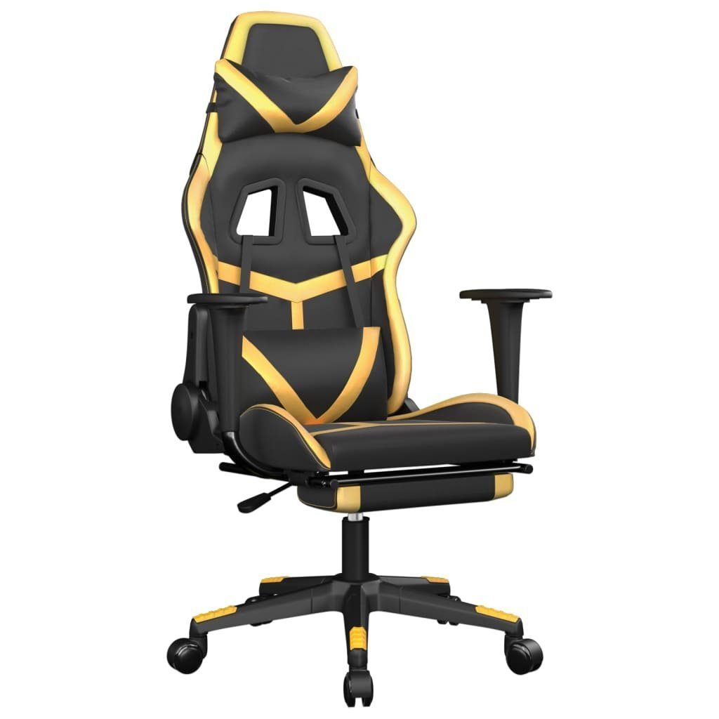 furnicato Gaming-Stuhl Kunstleder und Golden Fußstütze (1 St) Schwarz mit