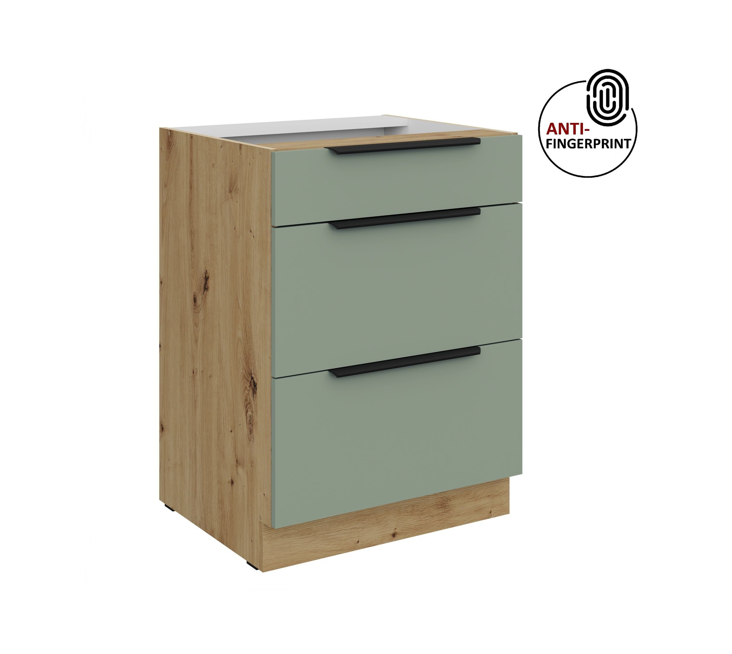 Küchen-Preisbombe Auszugsunterschrank 60 cm Küche ARIA Aquamarin ultra matt Anti Fingerprint Küchenzeile
