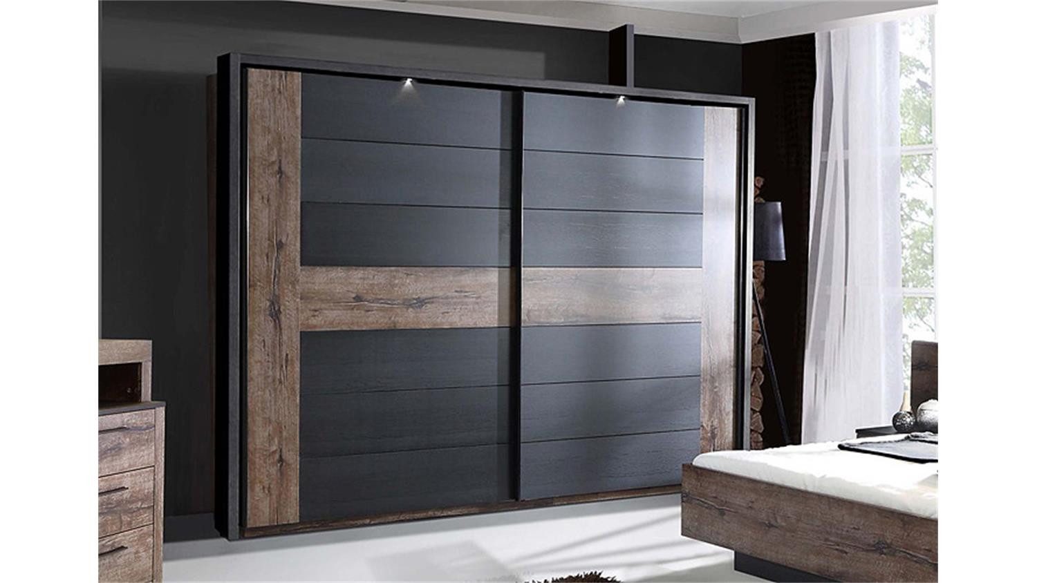Forte Schwebetürenschrank Schwebetürenschrank Bellevue Schwarzeiche und Schlammeiche