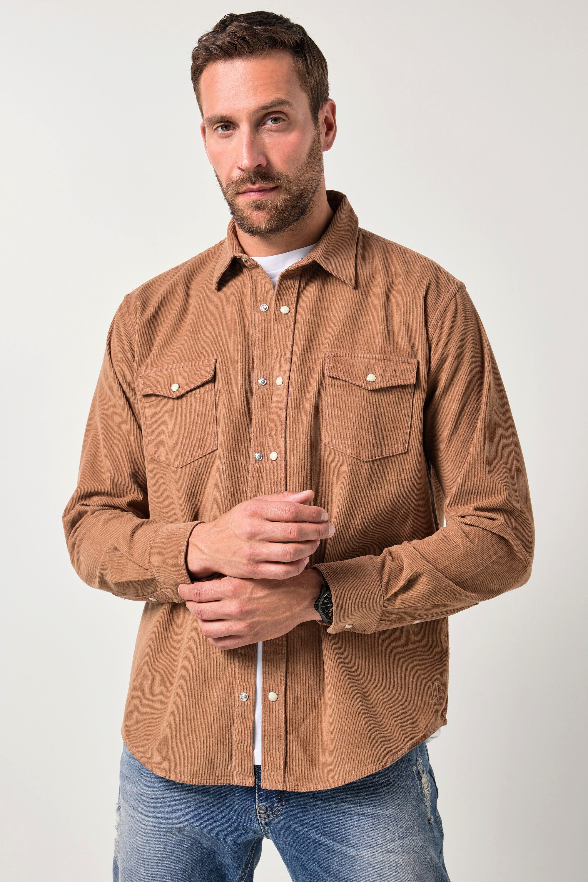 JP1880 Businesshemd JP1880 Cordhemd Langarm Kentkragen Modern Fit