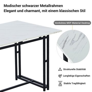 BlingBin Küchentisch Esstisch (1-St., Verstellbare Fußstütze), Tischplatte mit Marmordekor, 120x70cm