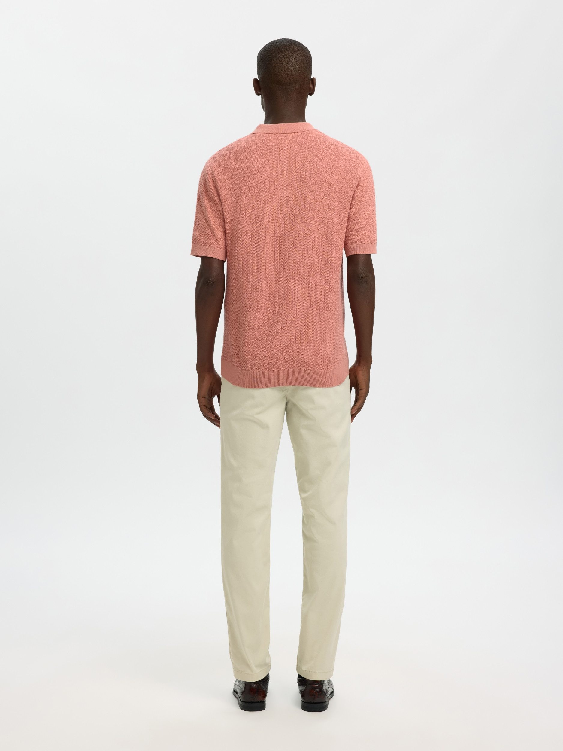 SELECTED HOMME Strickpullover SLMCRAN SS KNIT STRUCTURE ZIP POLO