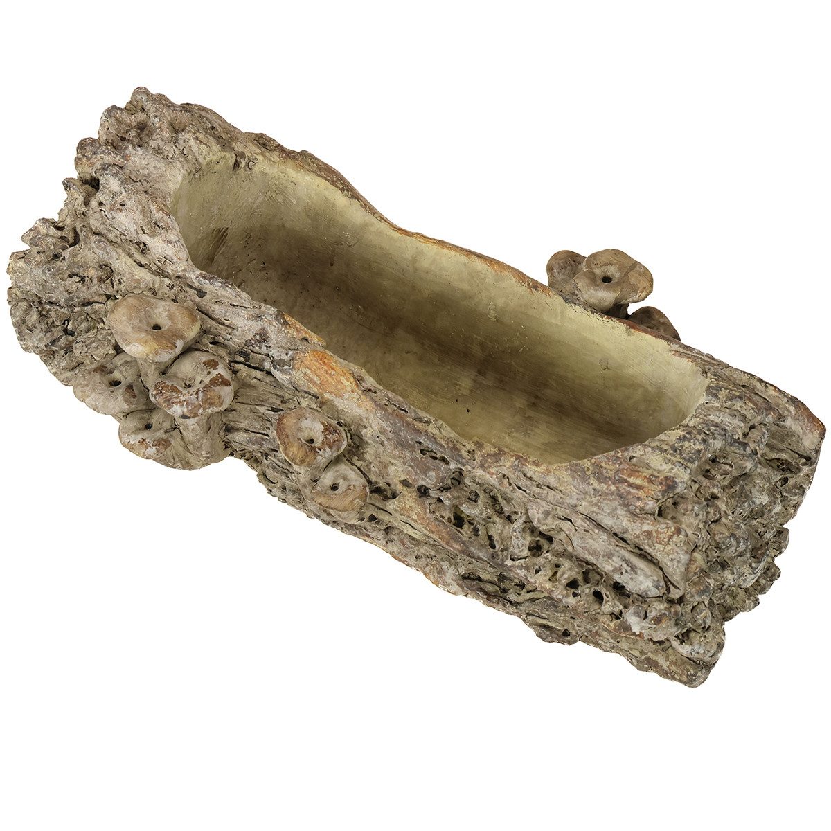 Viana Übertopf Pflanzschale Steinguss Baumstamm Pilze Dekoration Herbst Garten