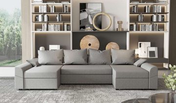 Stylefy Wohnlandschaft Carolina, U-Form, Eckcouch, Sofa, Sitzkomfort, mit Bettfunktion, mit Bettkasten, Modern Design
