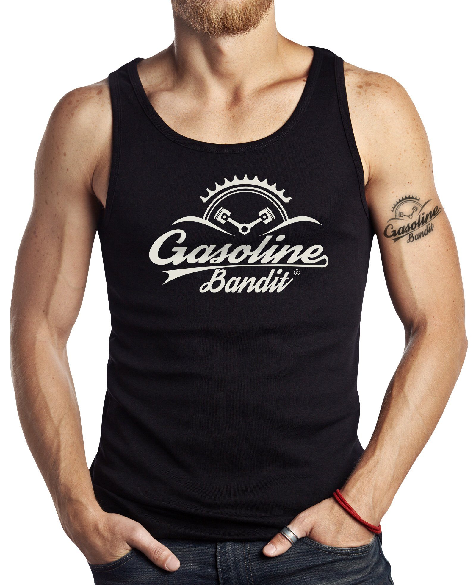 GASOLINE BANDIT® Tanktop für Hot Rod Biker Racer Motorradfahrer: Bandit Logo II