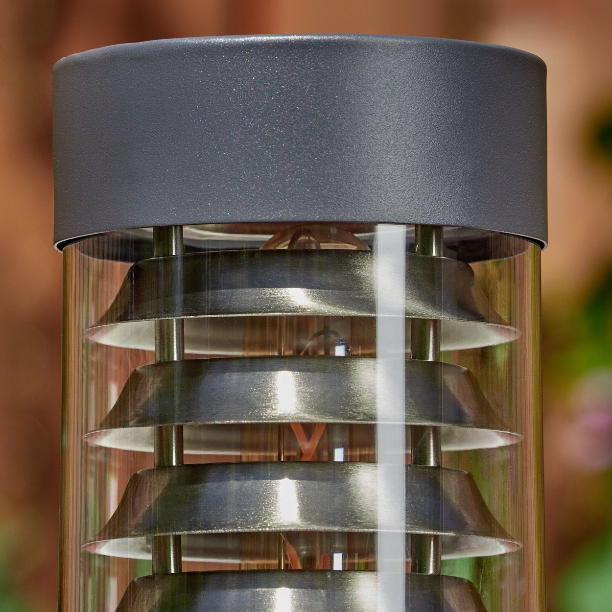 hofstein Pollerleuchte moderne Sockelleuchte aus Metall/Kunststoff in Anthrazit/Klar, ohne Leuchtmittel, Wegeleuchte, Gartenbeleuchtung IP44, 1xE27, ohne Leuchtmittel
