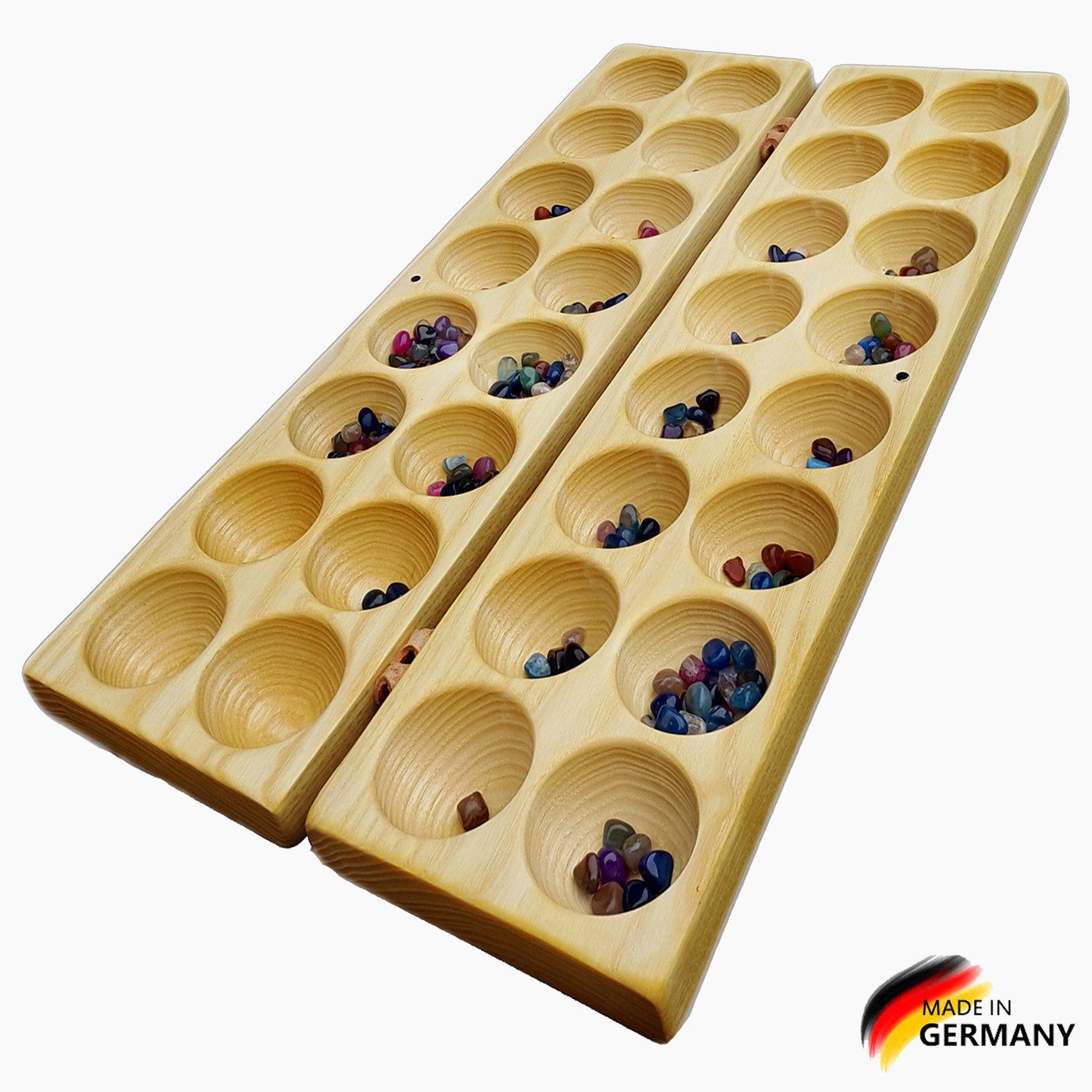 Madera Spielzeuge Spielesammlung HUS-mit 75 Halbedelsteinen, strategiespiel, Deutsches Qualität Brettspiel