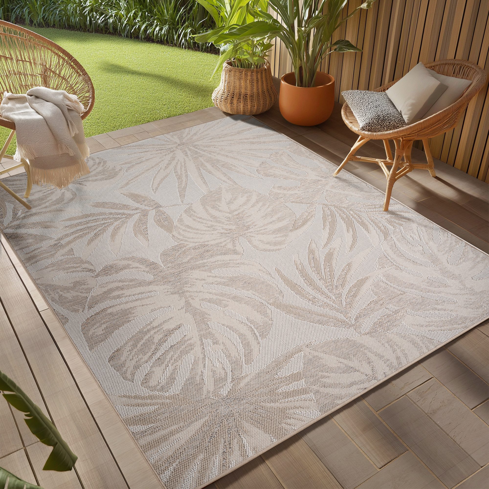 Teppium Teppich Tropische Musterteppiche, Rechteckig, Höhe: 5 mm, Indoor Outdoor Teppich Wetterfest 3D Optik Wohnzimmer Küchen Terrasse
