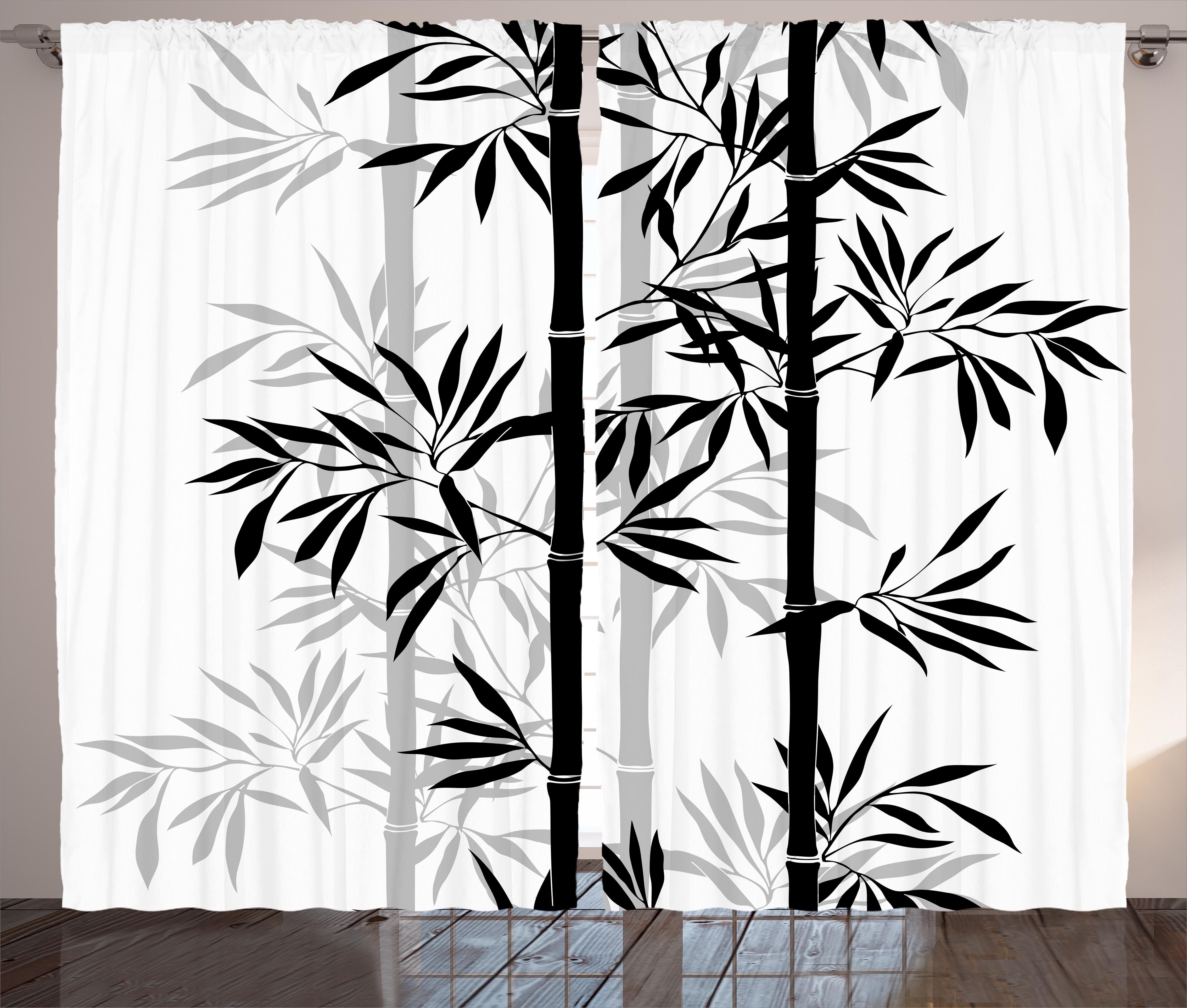 Gardine Schlafzimmer Kräuselband Vorhang mit Schlaufen und Haken, Abakuhaus, Bambus Bambus-Baum-Blätter
