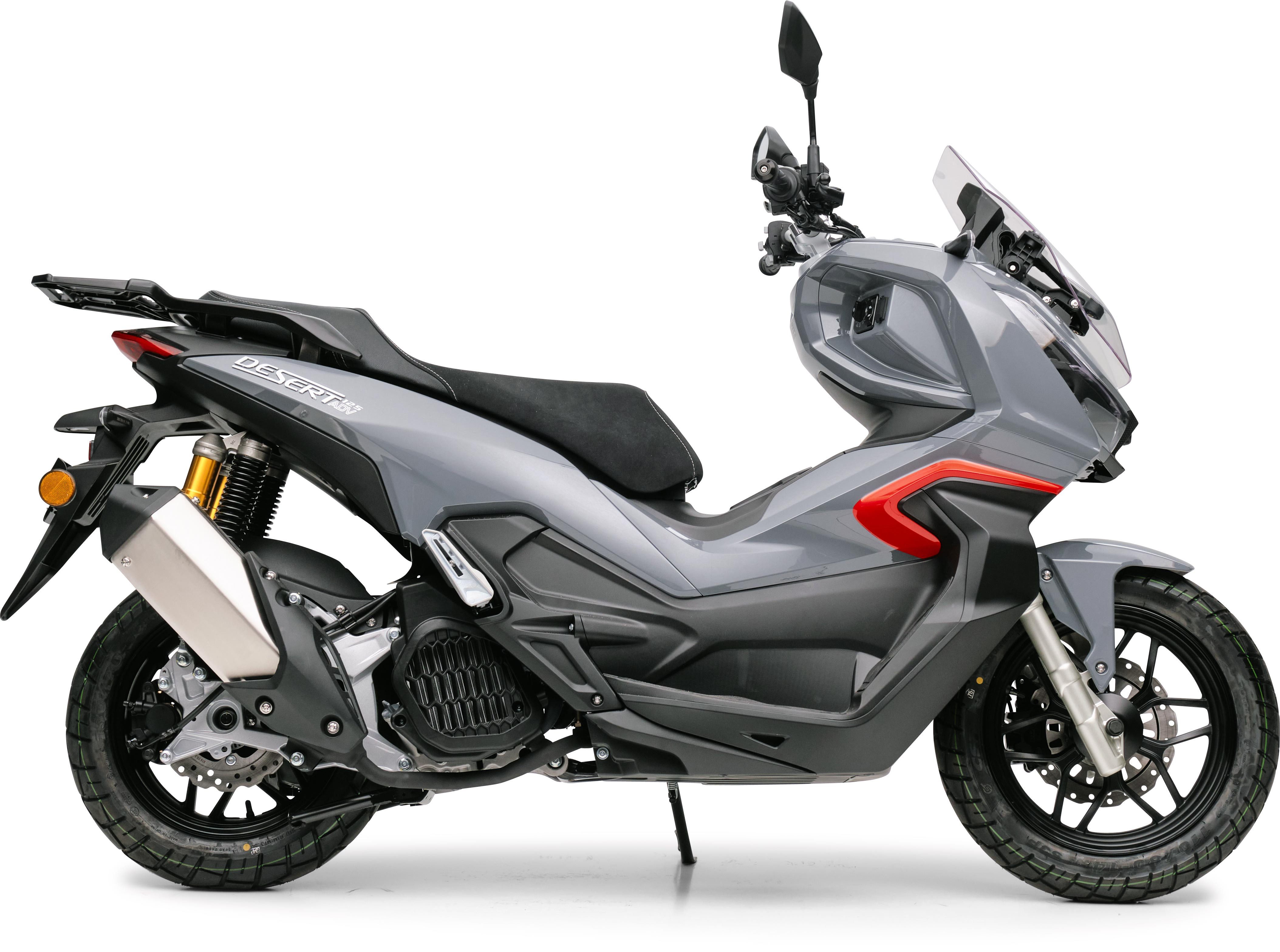 Burnout Motorroller QS125 ADV Grau, 125 ccm, 99 km/h, Euro 5+, LED Beleuchtung, Digitales 7 Zoll TFT Tacho, Windschild verstellbar