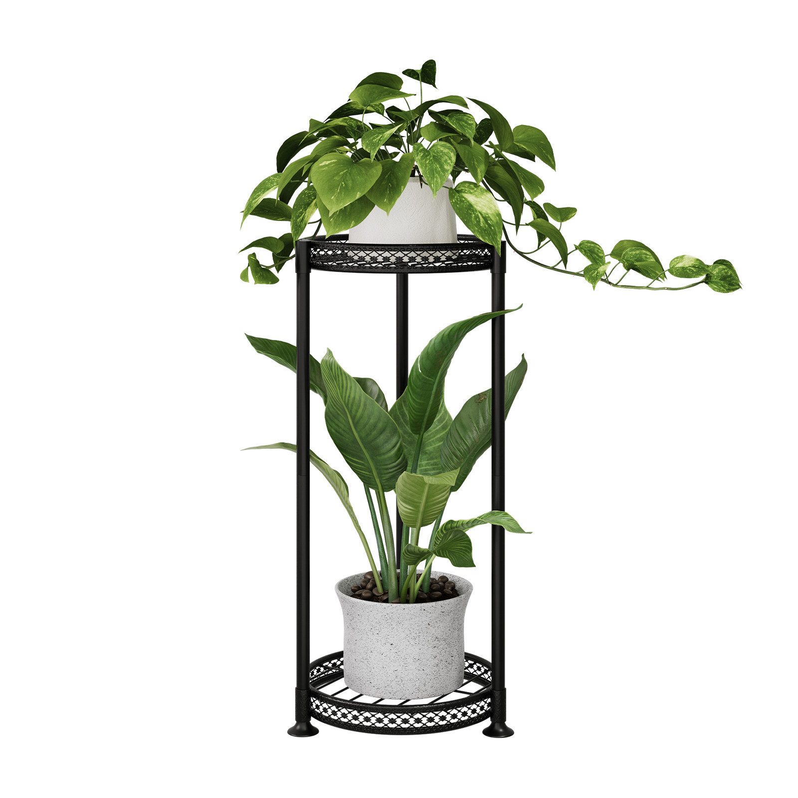 Bamworld Blumenständer Hoher Metallpflanzenständer 2-fach mit Blütenrand (1 günstig online kaufen