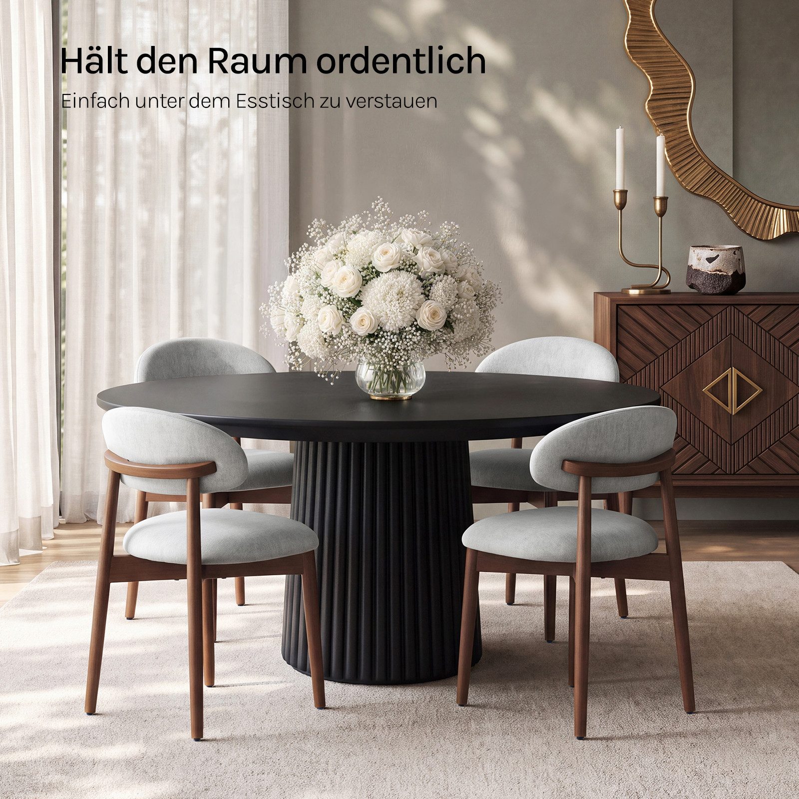Woltu 4-Fußstuhl (6 St), gemütliche Esszimmerstühle mit Griff Küchenstuhl aus Chenille – Bild 5 von 5