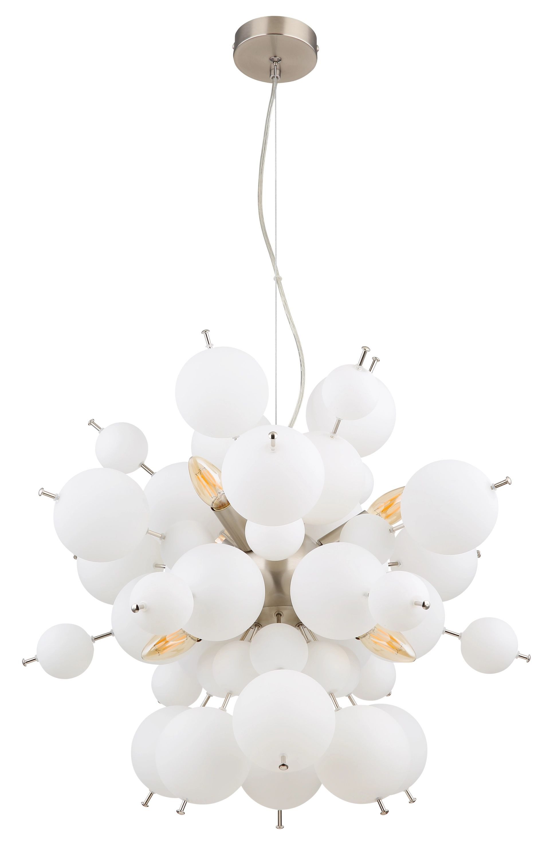 GLOBO LIGHTING Pendelleuchte UDO, ohne Leuchtmittel, Hängeleuchte, mehrere Glaskugeln, Design Leuchte, Glas opal