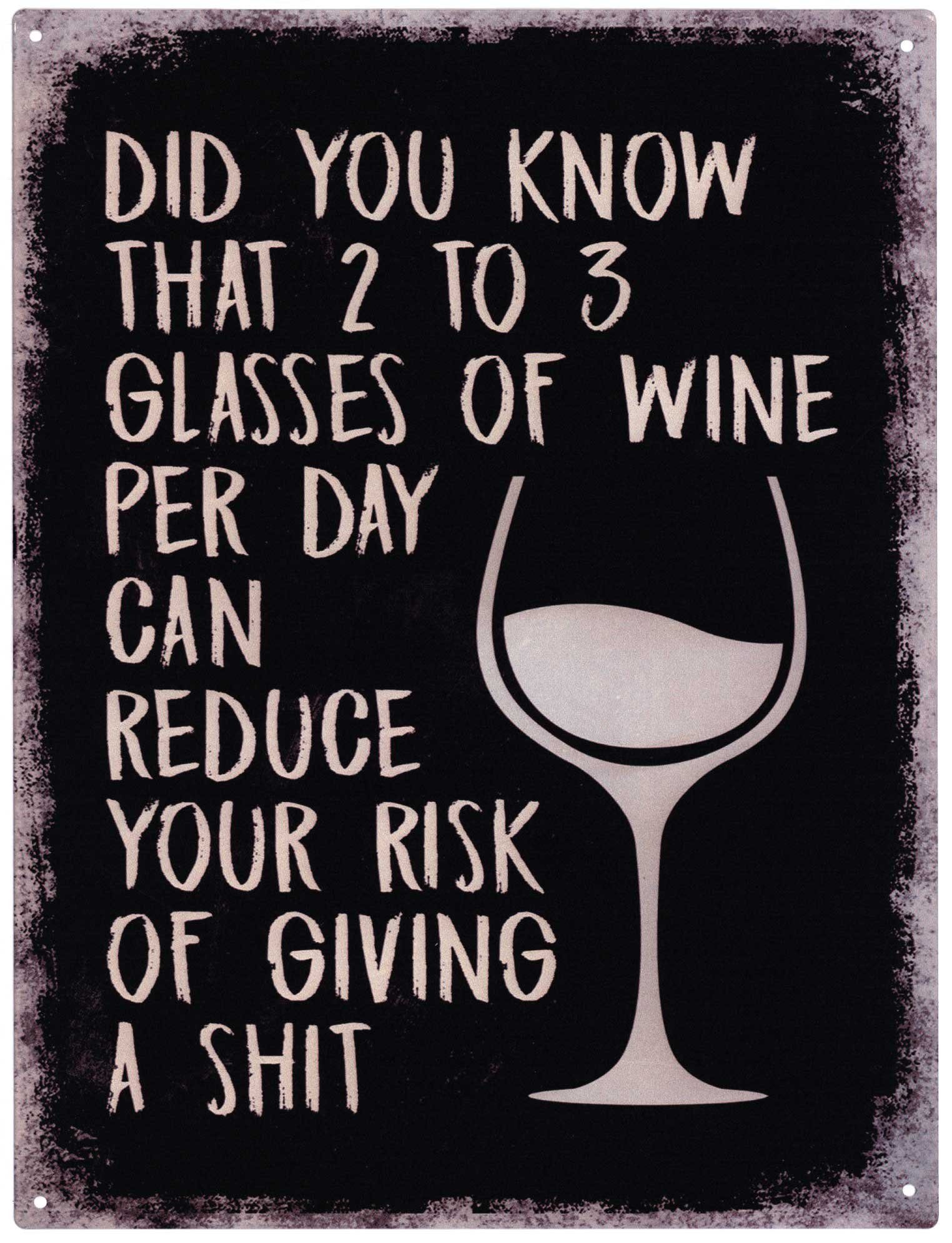 Metallschild Blechschild G11948 3 Wine per Day Wein trinken 25 x 33