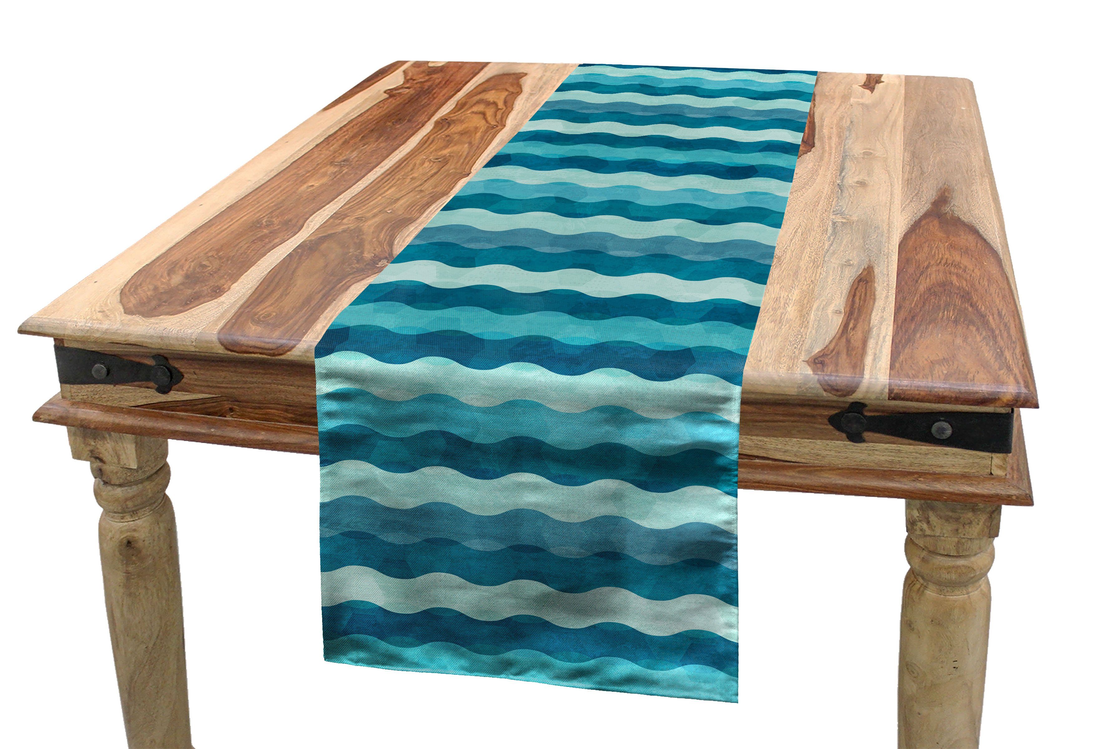Abakuhaus Tischläufer Esszimmer Küche Rechteckiger Ozean-Wellen Abstrakt im Wasser Dekorativer Tischläufer