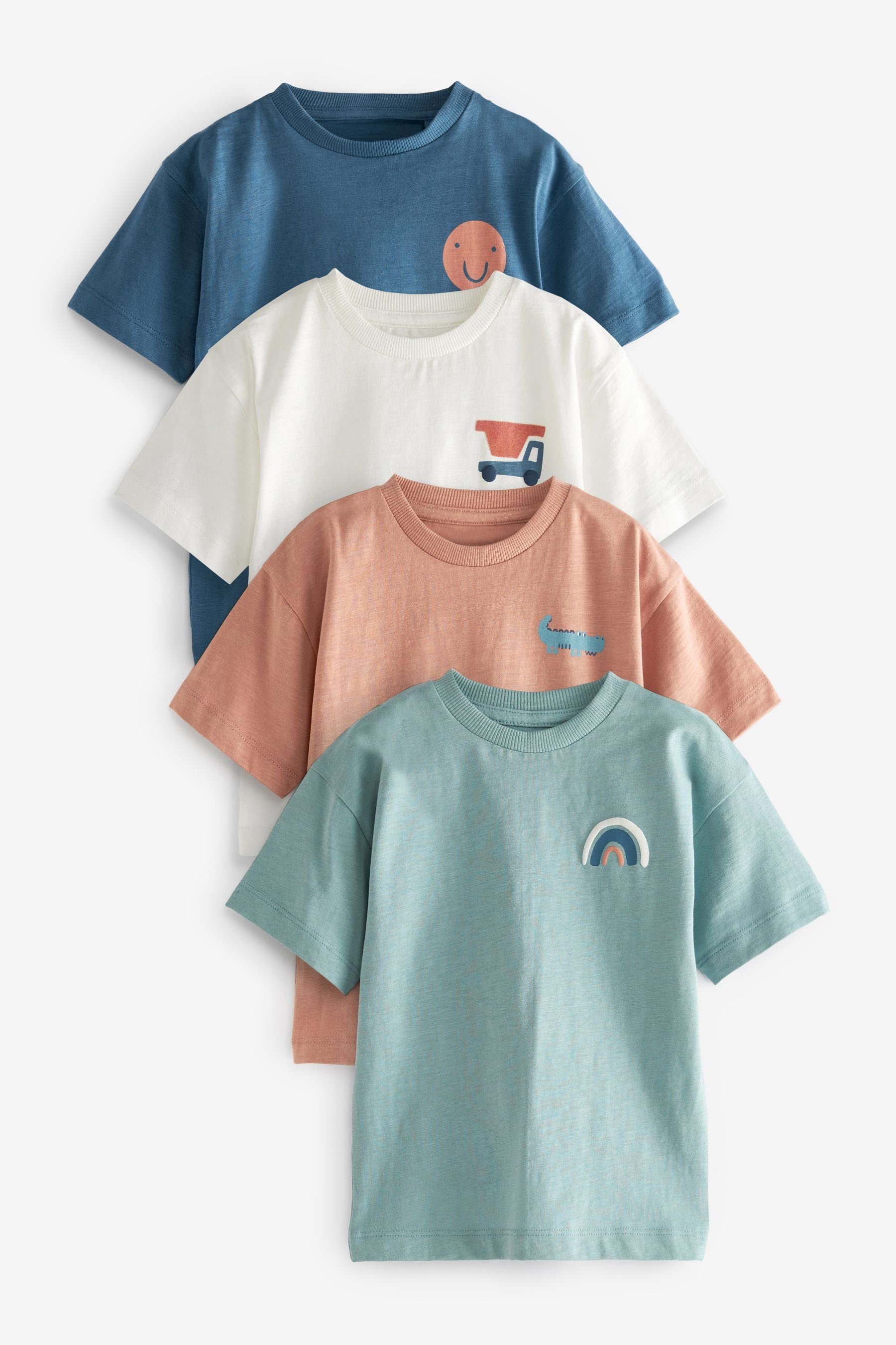 Next T-Shirt 4er-Pack Oversized T-Shirts (4-tlg) Blue/Pink