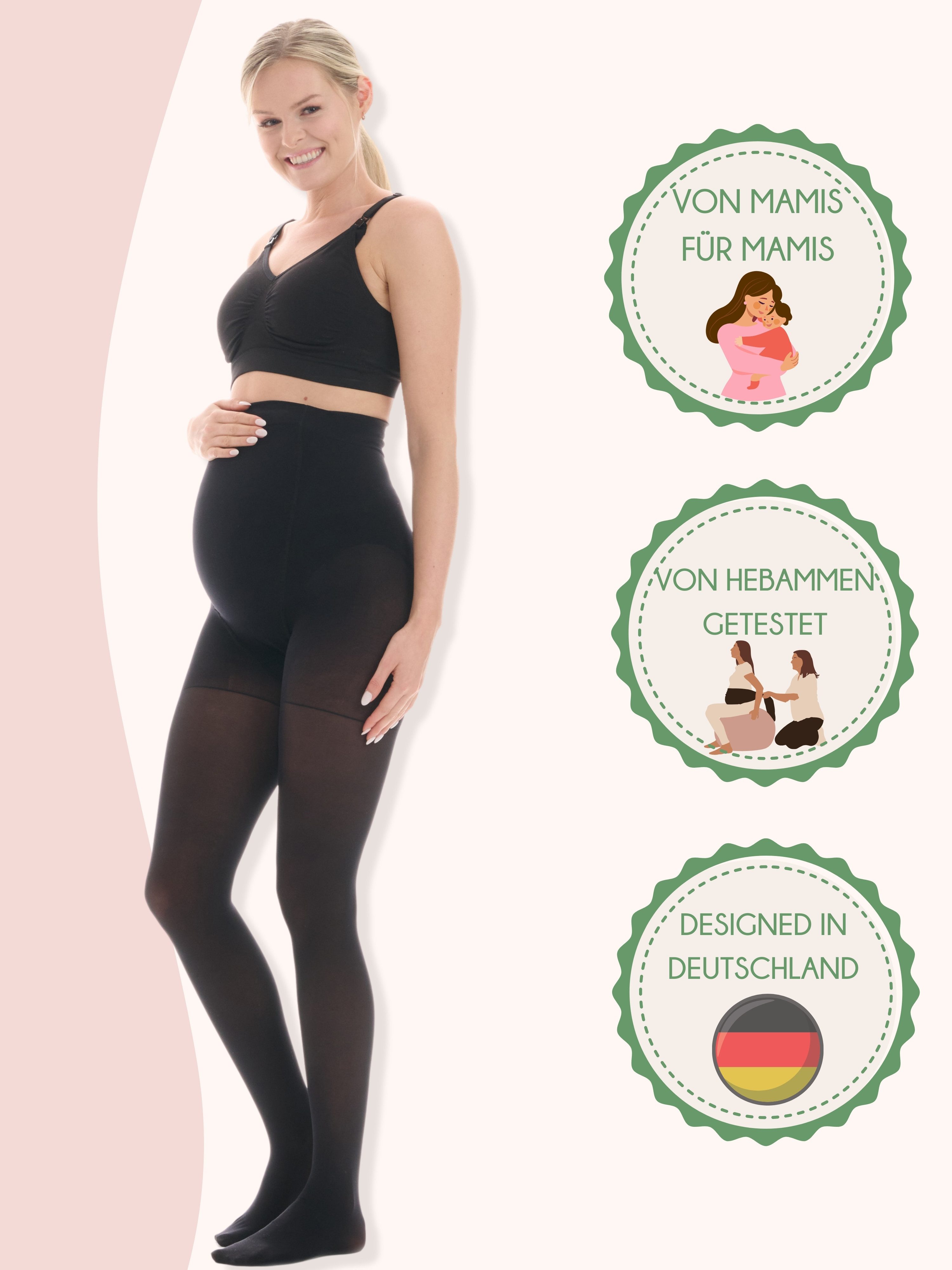 Herzmutter Umstandsstrumpfhose Schwangerschaftsstrumpfhose - Halb-Transparent 50 DEN (2 St. 2er-Pack) Matt-Soft