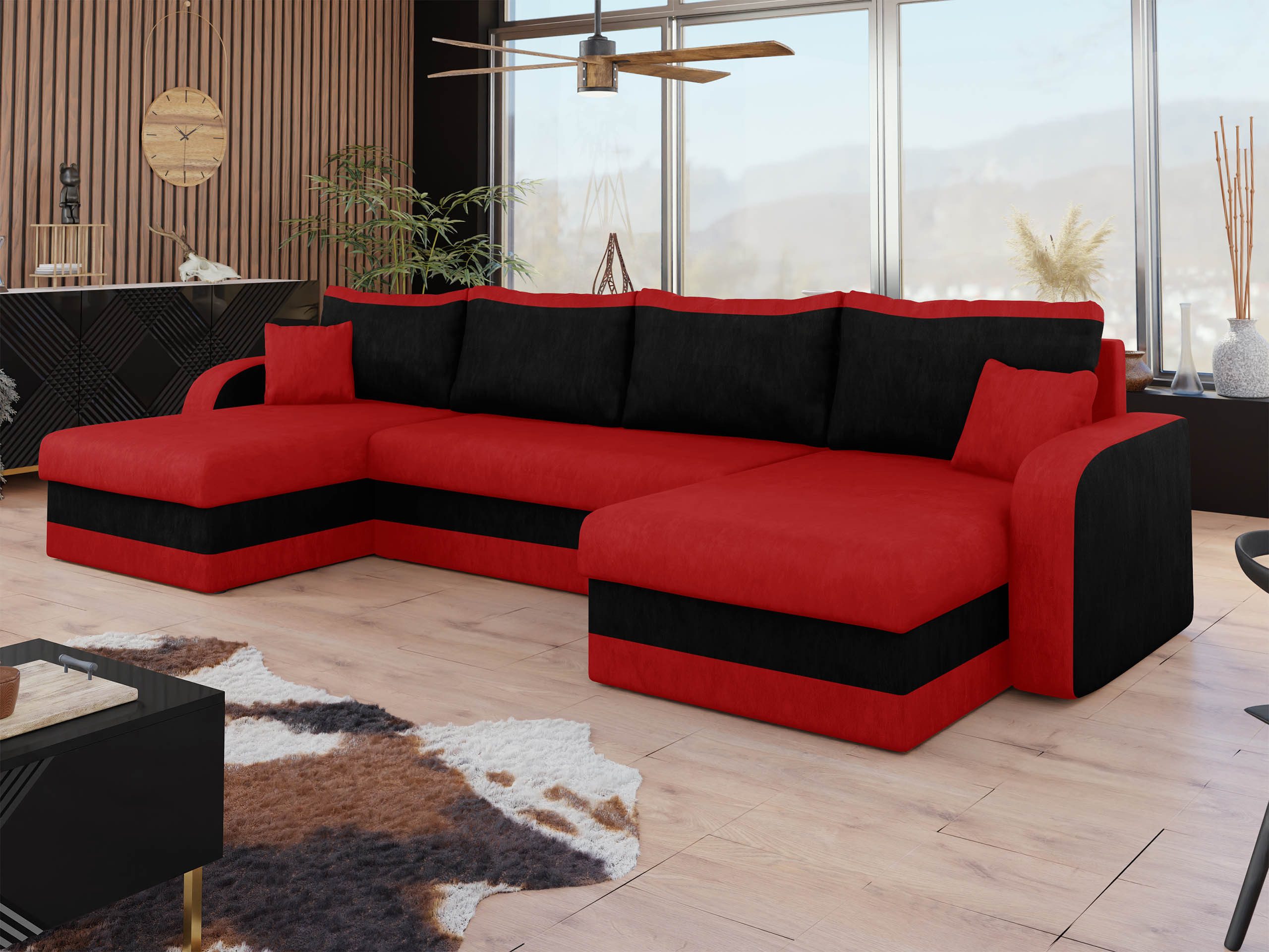 MIRJAN24 Wohnlandschaft Kris U, mit Schlaffunktion und drei Bettkasten, U-Form mit Kissen-Set, L: 304 cm