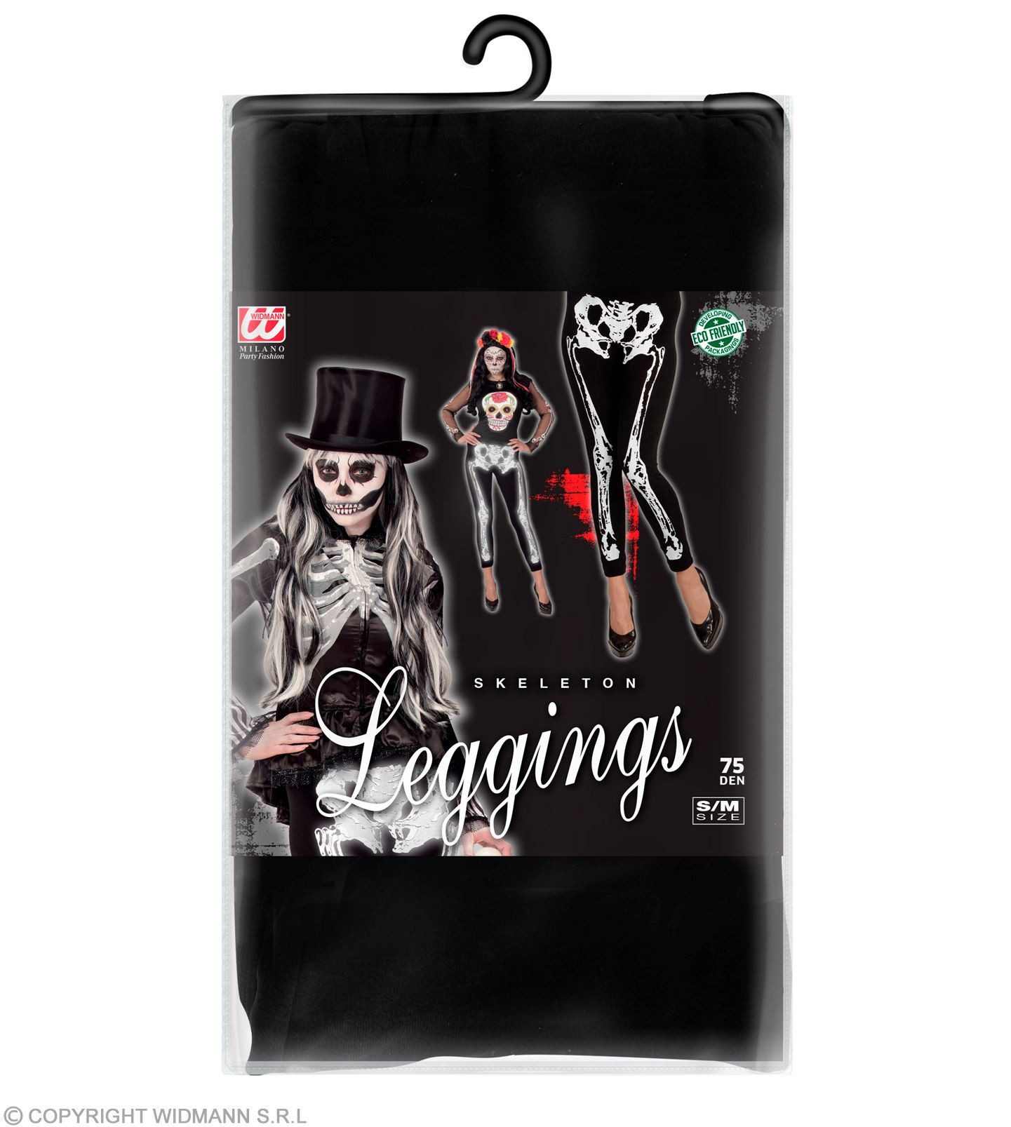 Widmann S.r.l. Kostüm Skelett Leggings für Damen, Schwarz Weiß