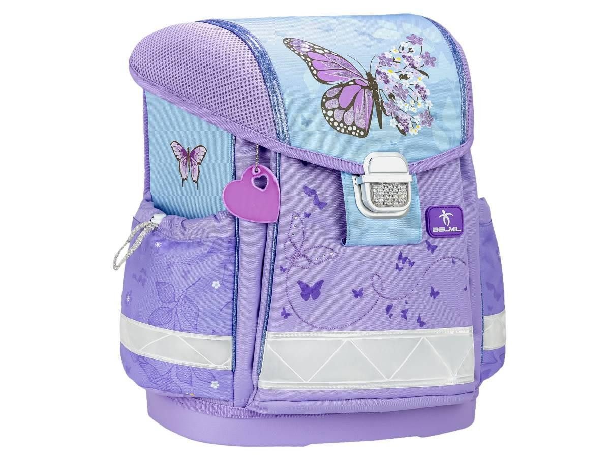 Belmil Schulranzen "Classy" 2026 Set 1. Klasse neue Designs, Schmetterlinge, 4tlg.,1. Klasse, Grundschule, Einschulung, Mädchen