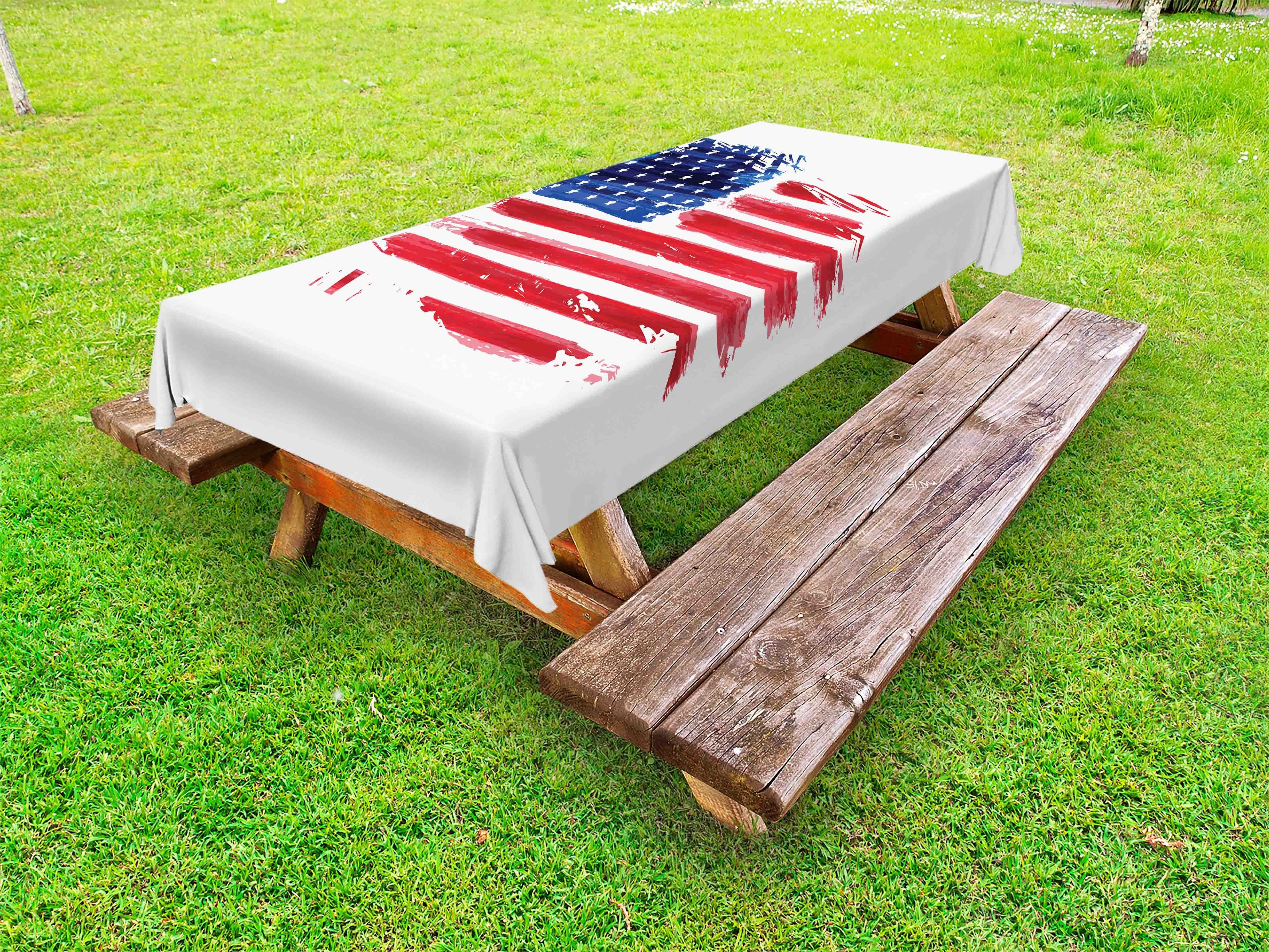 Abakuhaus Tischdecke dekorative waschbare Picknick-Tischdecke, Vierter Juli American Flag Sketch