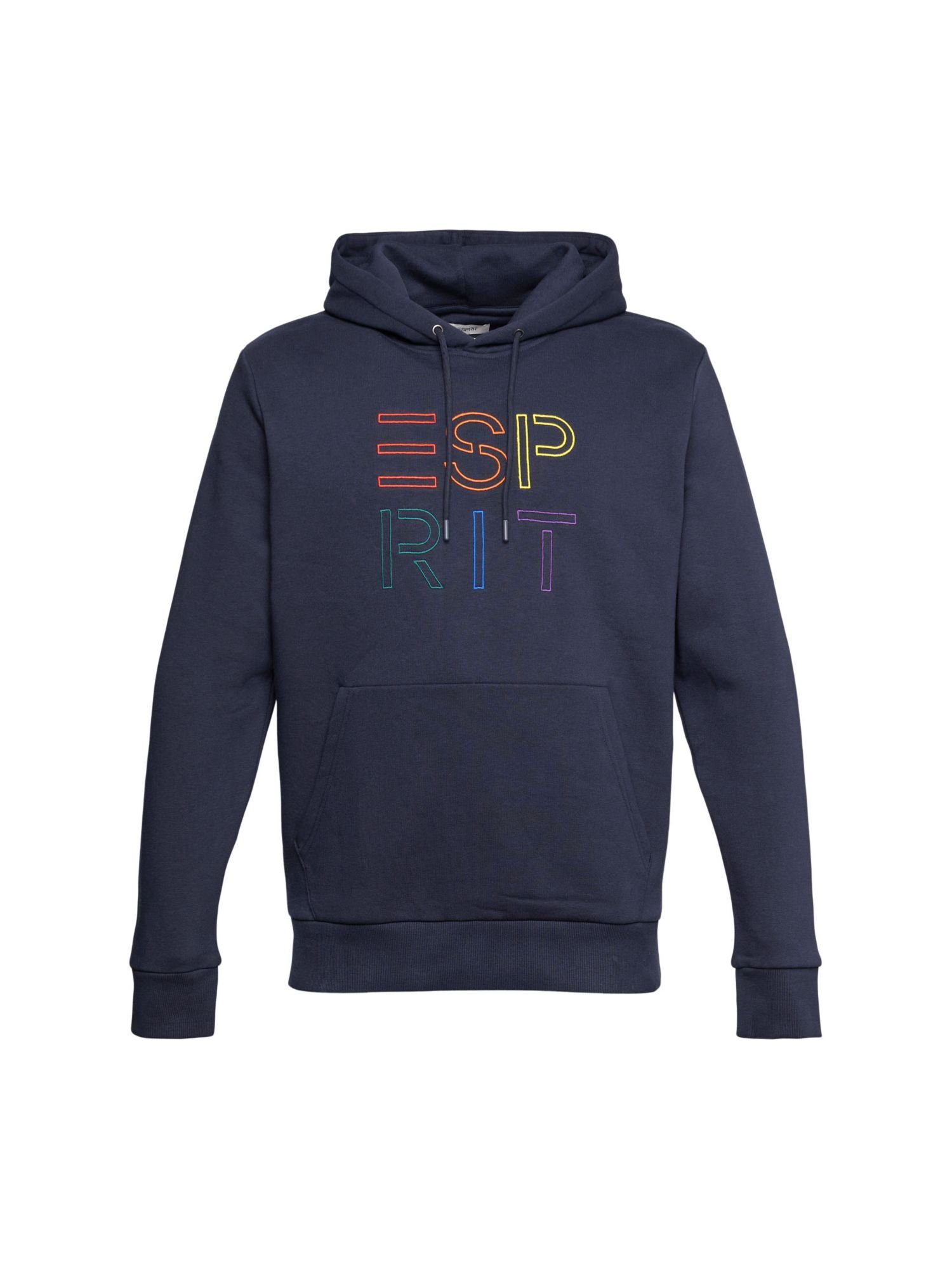 Esprit Sweatshirt Recycelt: Hoodie mit Logo-Stickerei (1-tlg) NAVY