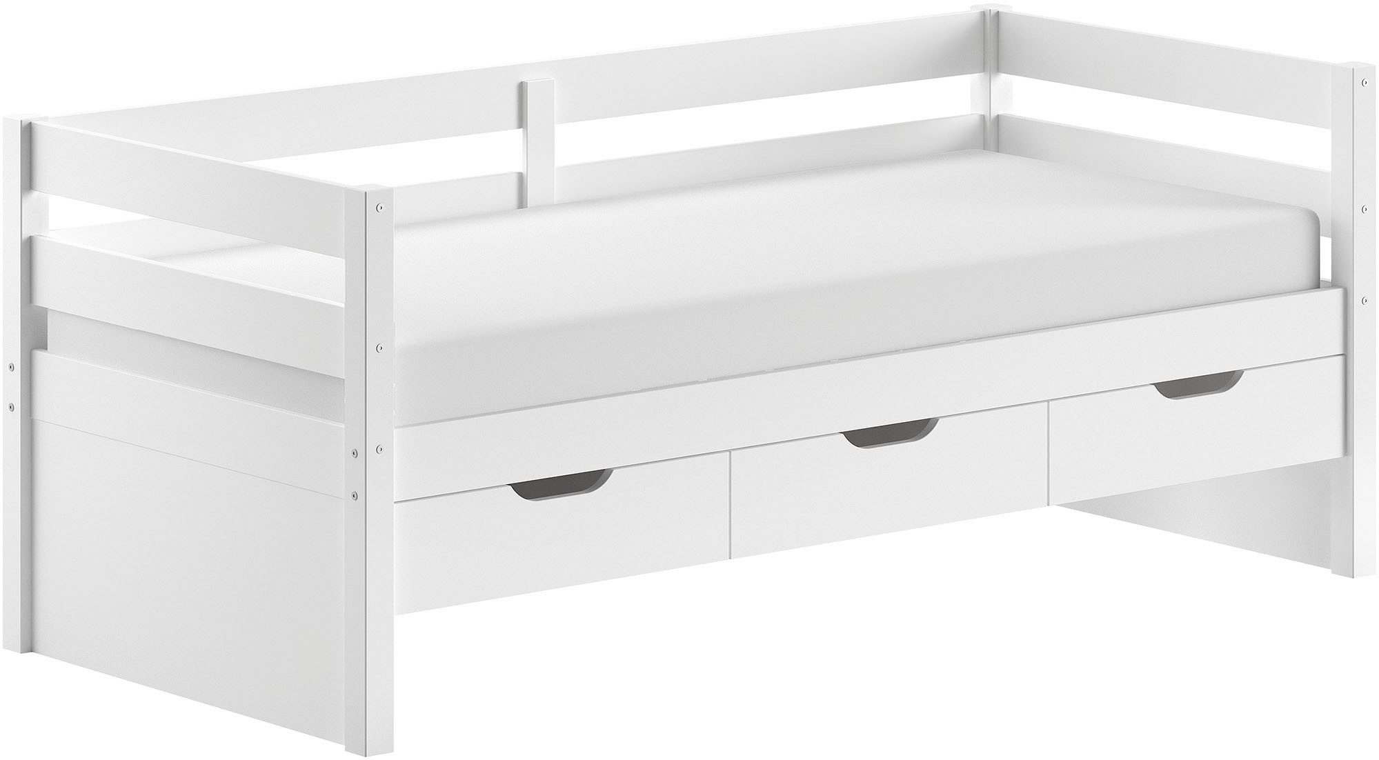 Vipack Funktionsbett Margrit, mit 3 Schubladen, zeitloses Design universell einsetzbar, stabiles Massivholzbett, wahlweise in 2 Farben erhältlich
