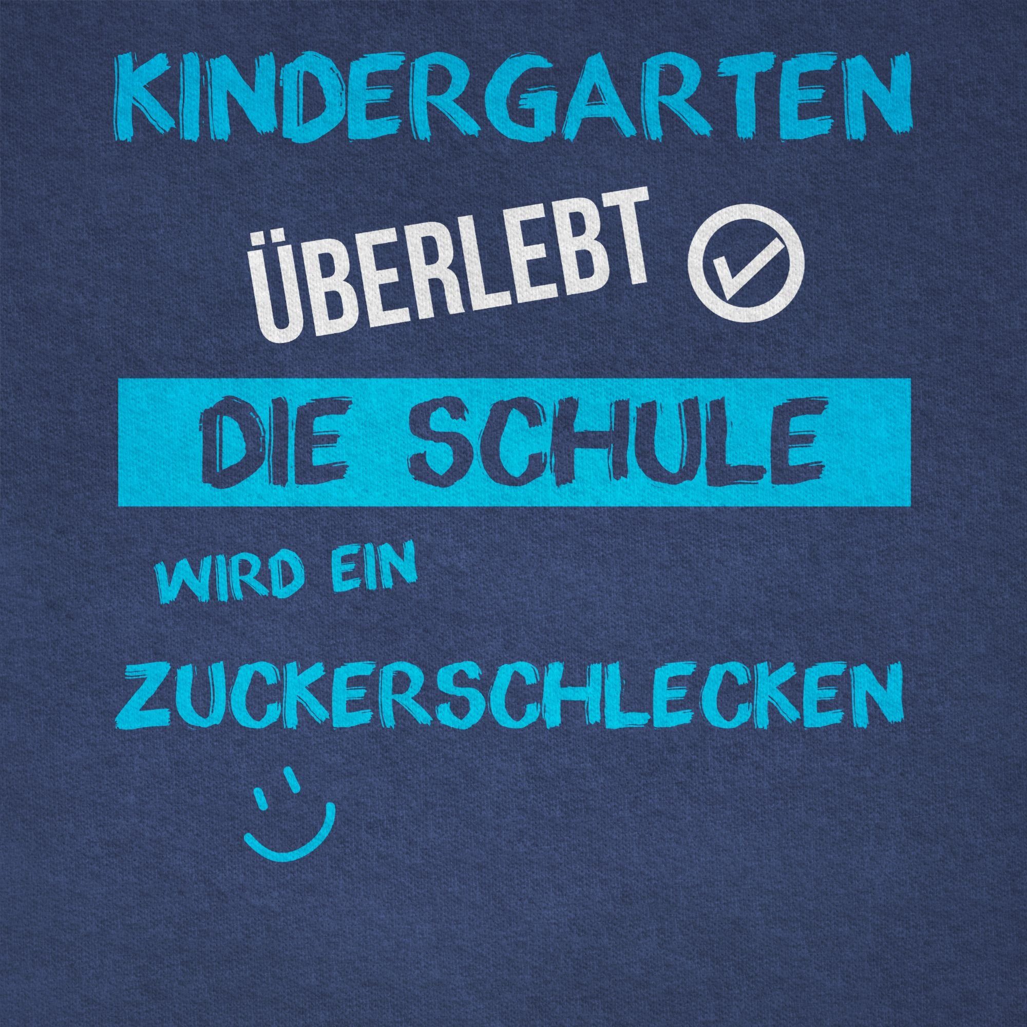 2 Geschenke überlebt Dunkelblau blau Shirtracer Junge Emoticon Kindergarten T-Shirt Einschulung Meliert Schulanfang