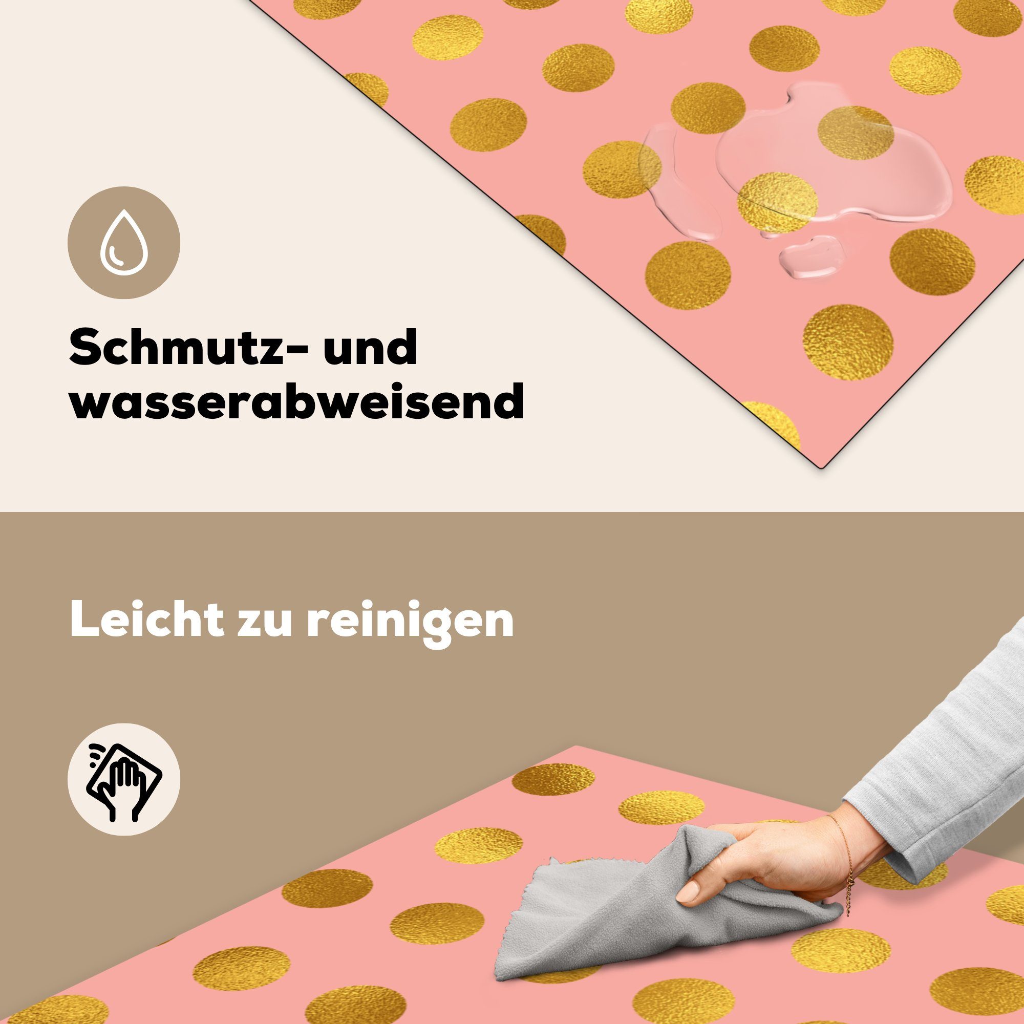 Vinyl, Rosa, Kreis Herdblende-/Abdeckplatte - Muster - Ceranfeldabdeckung, tlg), für Arbeitsplatte küche 78x78 (1 cm, MuchoWow