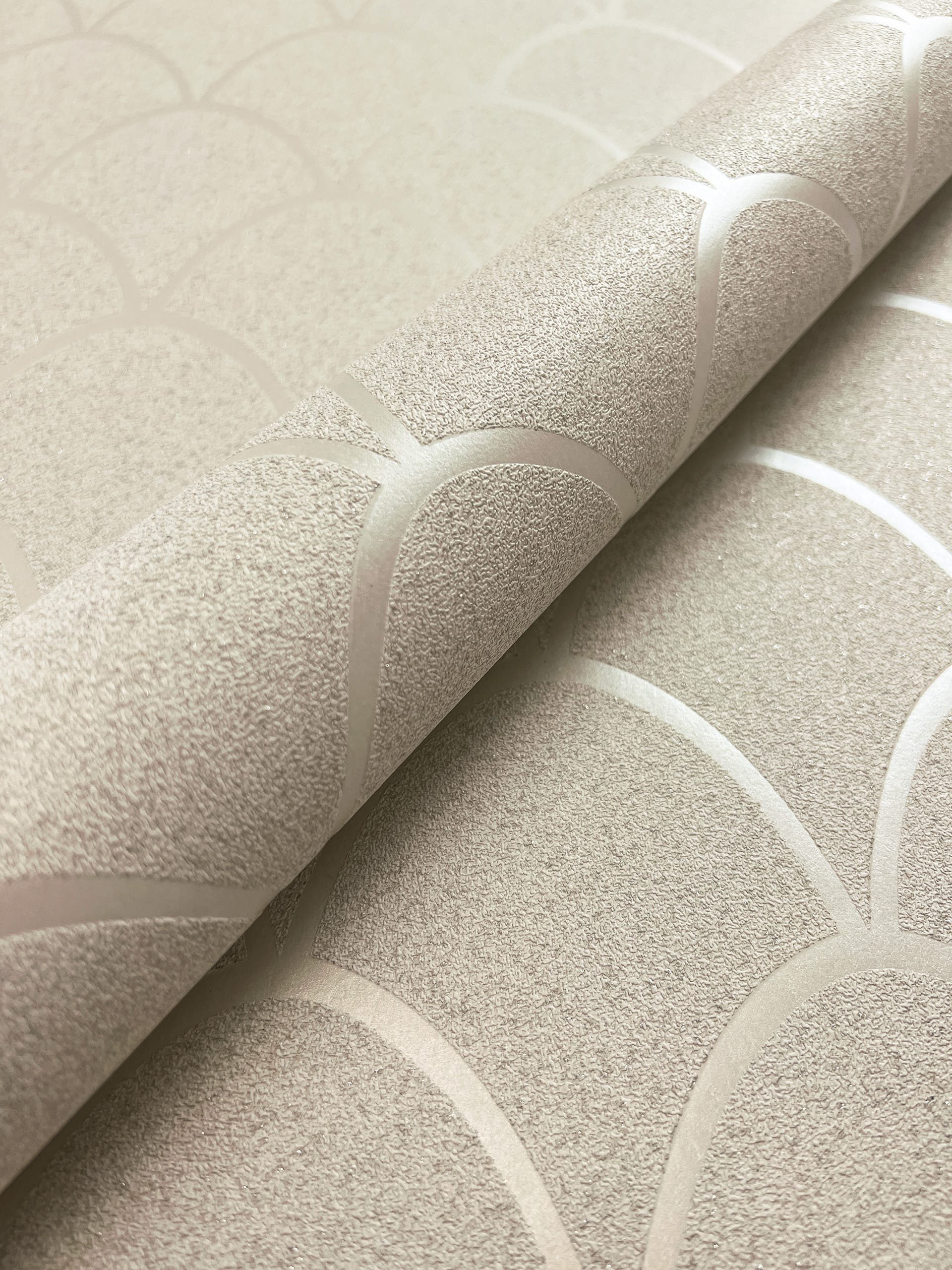 Newroom Vliestapete Zeesa Beige Tapete Mustertapete Fischschuppen,Glanz,Gli günstig online kaufen