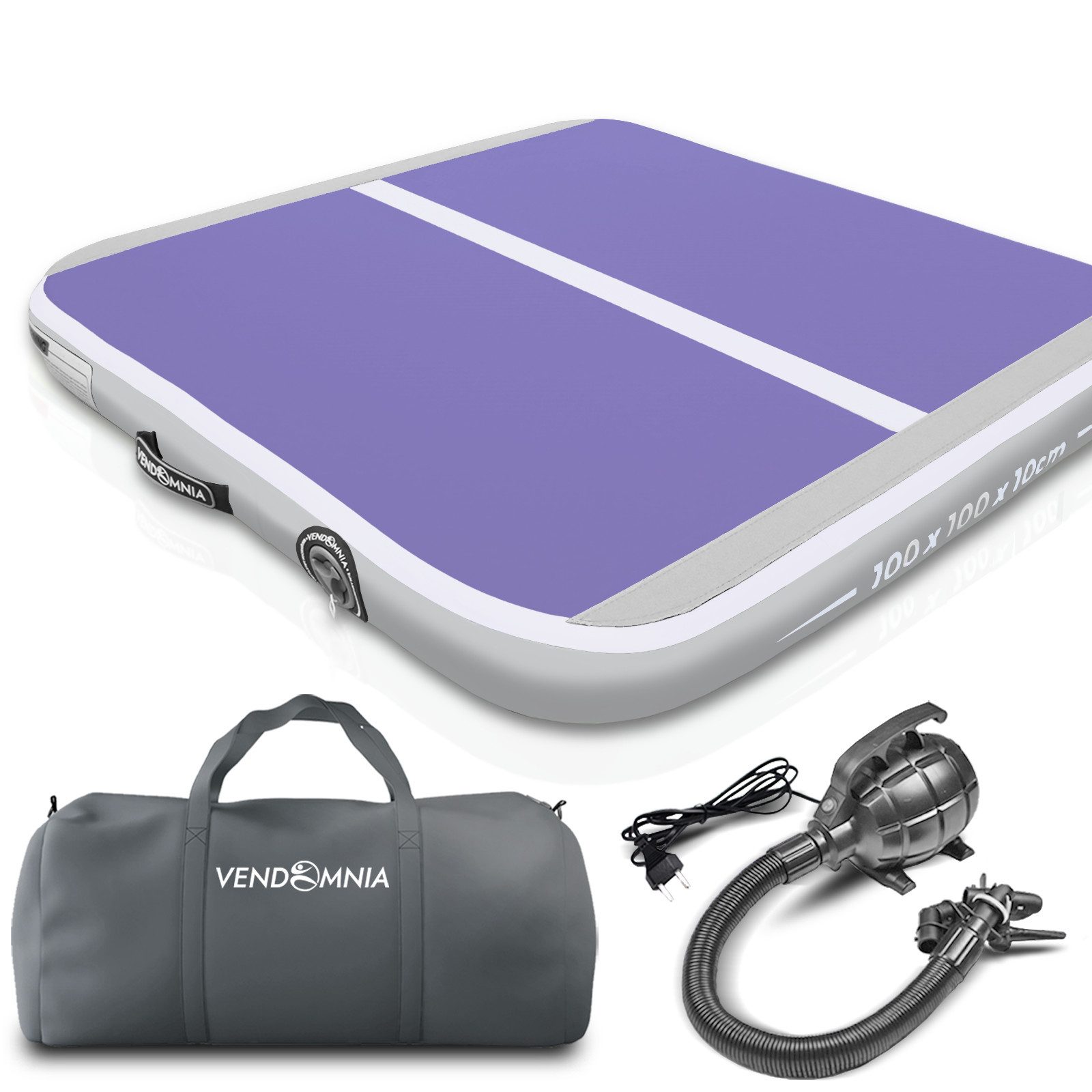 VENDOMNIA Turnmatte AIR Tracking TRACK Matte - aufblasbar, Tumbling Matte (10 cm - 20 cm hoch, mit elektrischer Pumpe, Farbwahl, Größe: 1 2 3 4 m Tumblingmatte, Gymnastikmatte, Turnmatte, Trainingsmatte, Fitnessmatte)