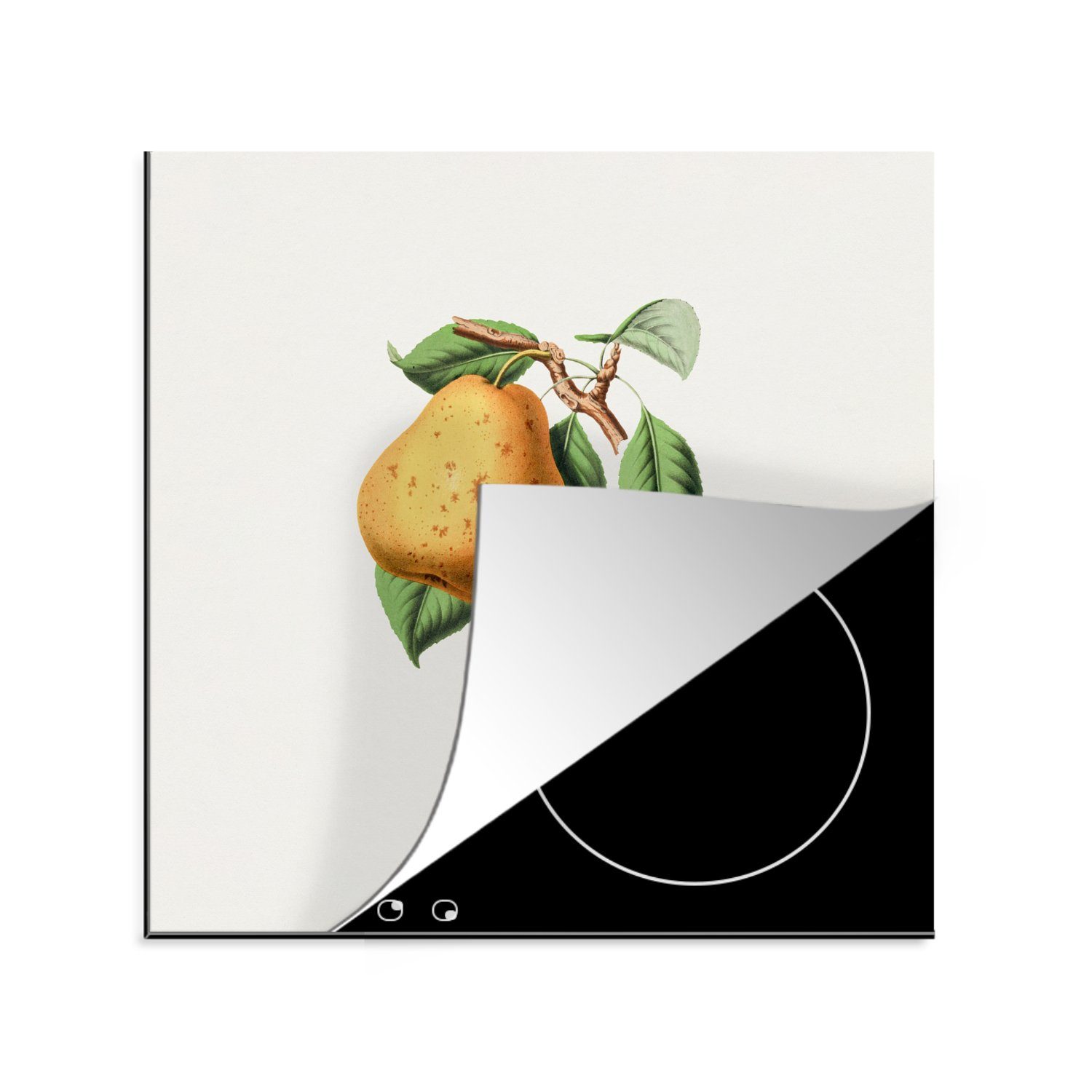 MuchoWow Herdblende-/Abdeckplatte Früchte - Frühling - Blätter, Vinyl, (1 tlg), 78x78 cm, Ceranfeldabdeckung, Arbeitsplatte für küche