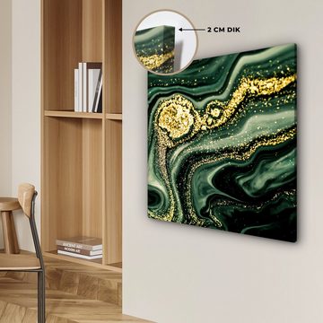 OneMillionCanvasses® Leinwandbild Marmor - Gold - Glitter - Grün - Marmoroptik - Luxus, (1 St), Leinwand Bilder für Wohnzimmer Schlafzimmer, 50x50 cm