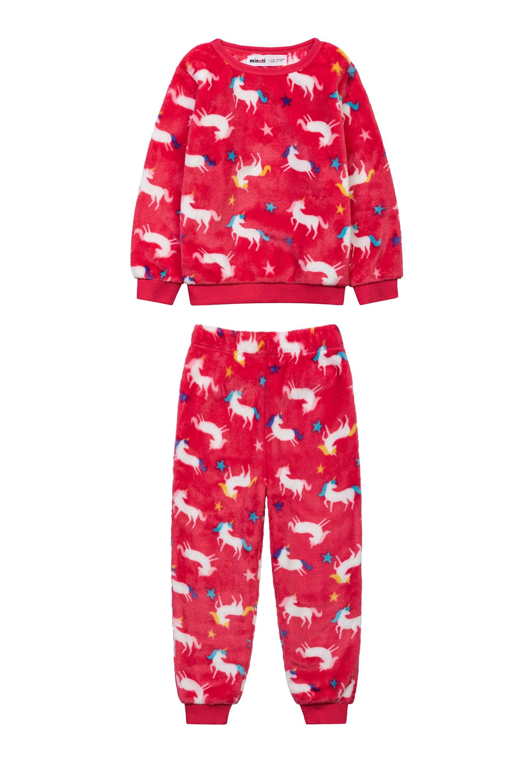 MINOTI Pyjama Schlafanzug-Set aus kuscheligem Fleece (1y-8y) Neonrosa