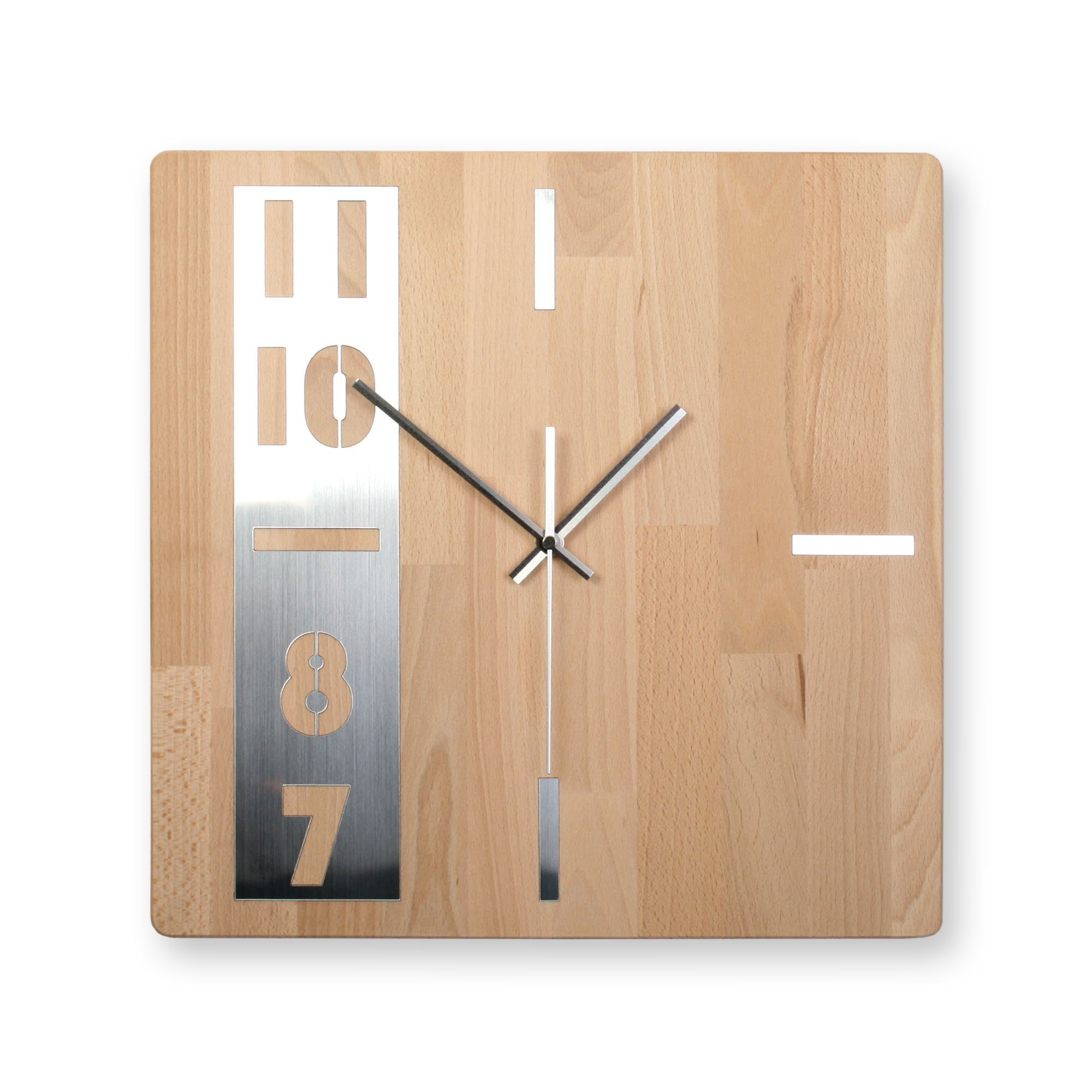 Kreative Feder Wanduhr Designer-Wanduhr „Timeline“ aus massivem Echtholz (m günstig online kaufen