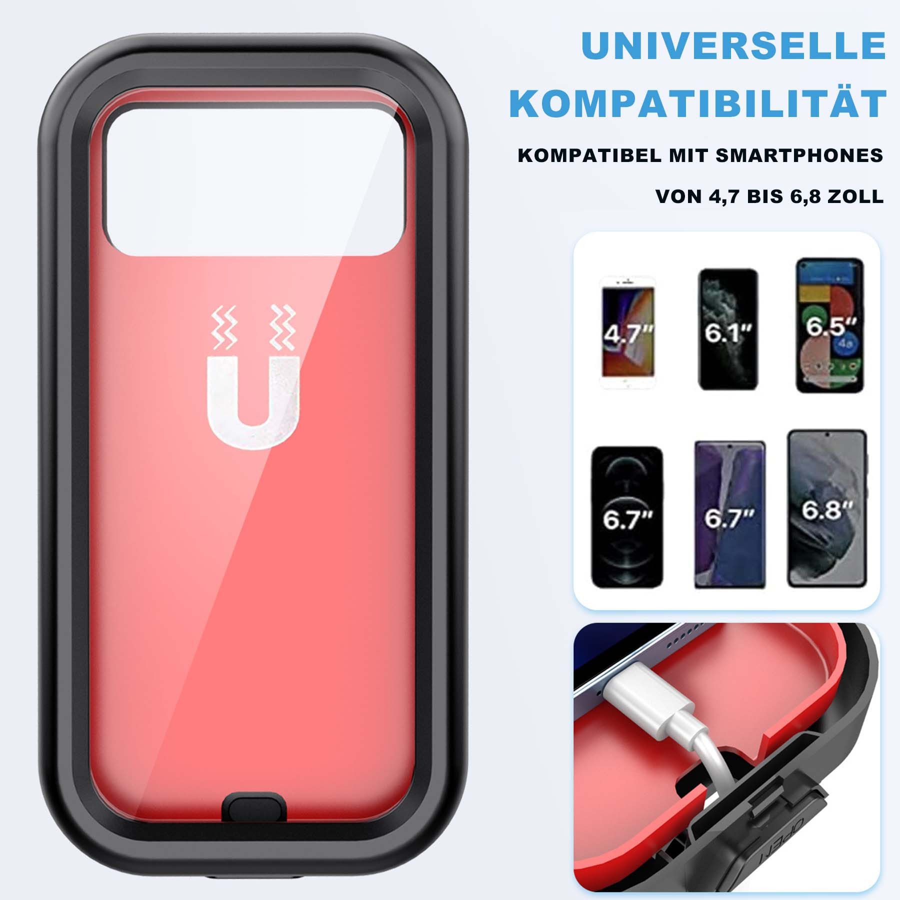 Brave Waterproof Motorcycle Phone Mount, Bicycle Phone Holder (up to 6.8 inches, 360° Rotatable Universal Handlebar Mount, Sensitive Touchscreen, Universal Bicycle Phone Mount, For 4.7-6.8 inch Smartphones, e.g. iPhone 16/15/14 Pro Max Plus)
