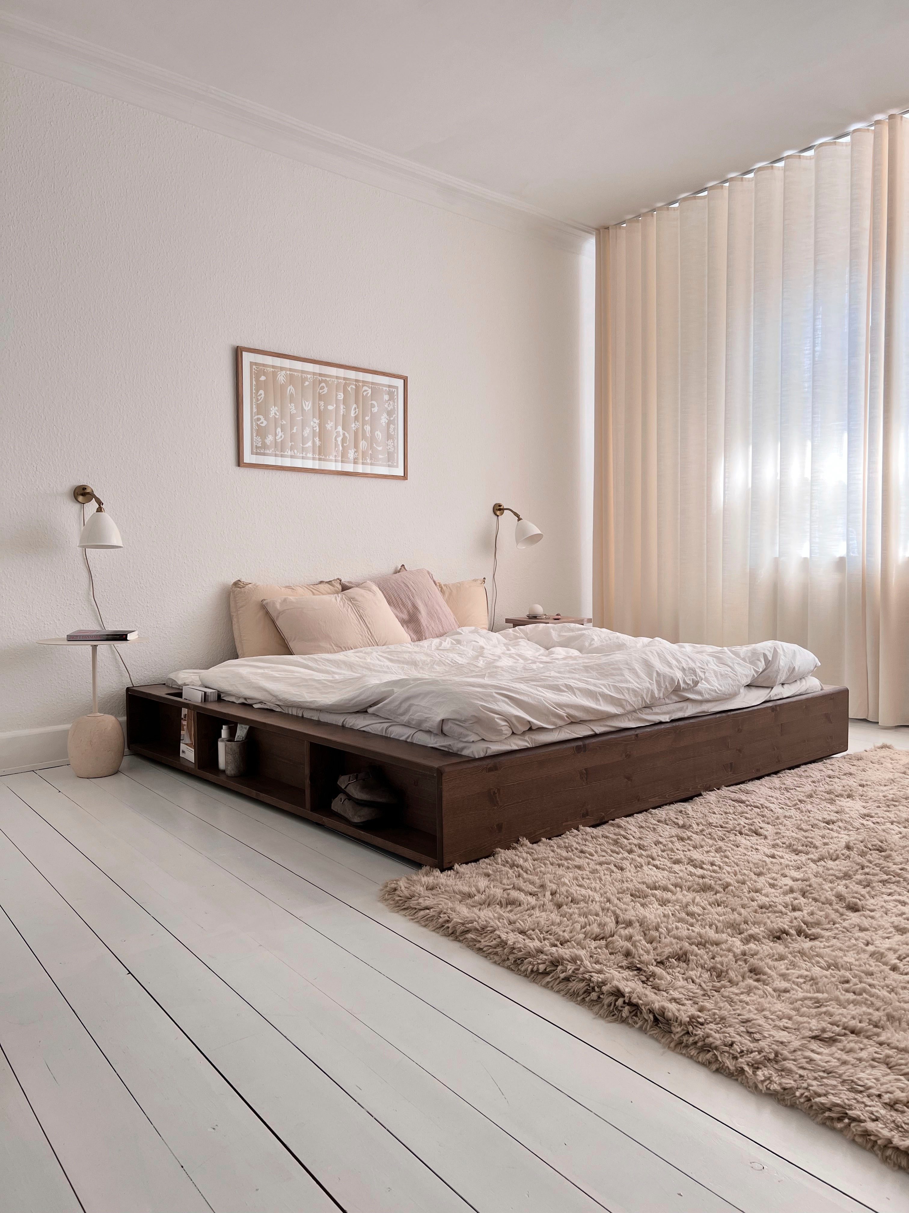 Karup Design Stauraumbett Ziggy Bed, Stauraumbett, FSC®-zertifiziertes Massivholz made in Europe (Erhältlich für Matratzen Breite 90, 120, 140, 160 oder 180 cm), mit 3 Ablagen, inklusive Lattenrost, ohne Matratze, mehrere Farben