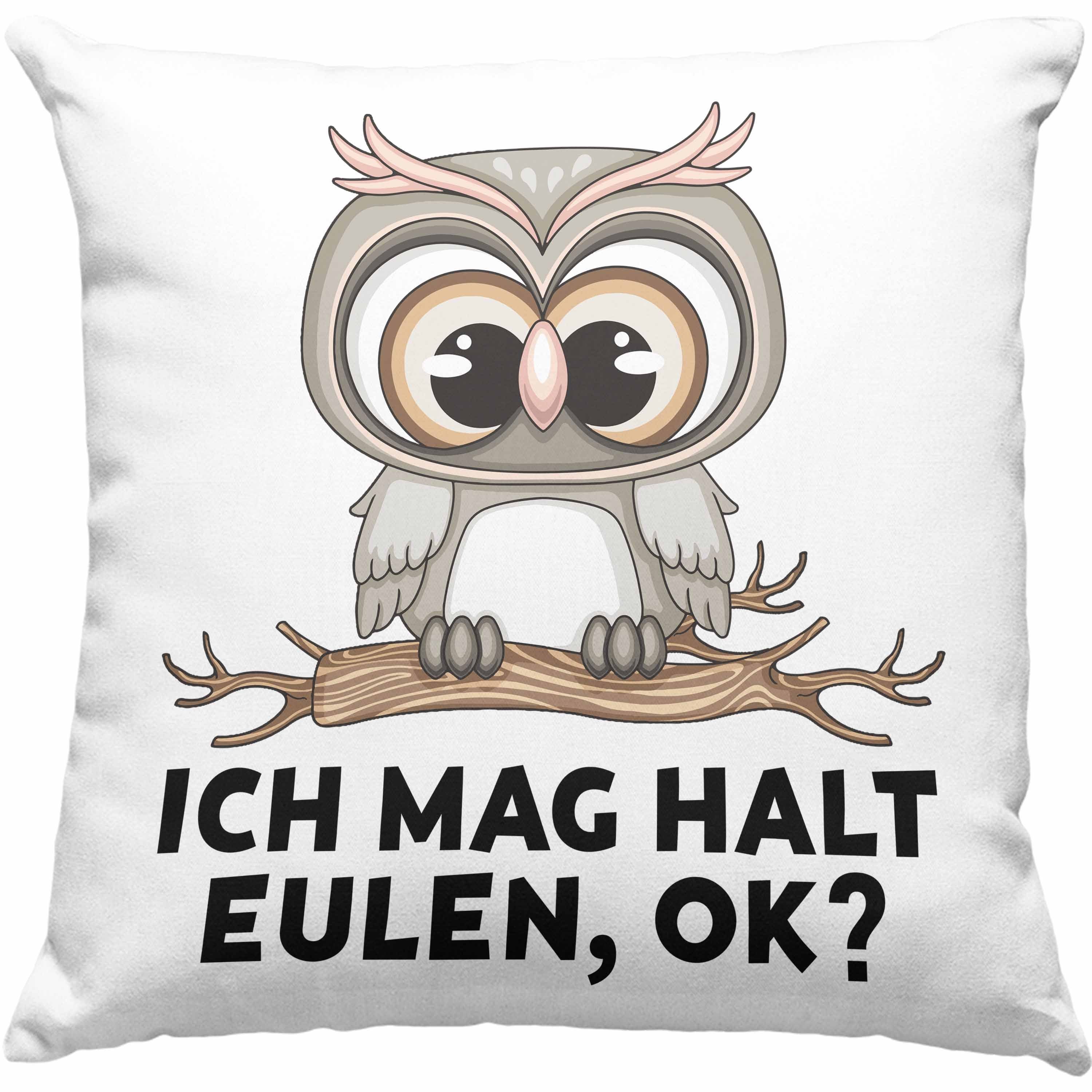 Trendation Dekokissen Trendation - Eulen Fans Kissen Geschenk Eulenliebhaber Geschenkidee Ich Mag Halt Eulen Ok Dekokissen mit Füllung 40x40 Rosa