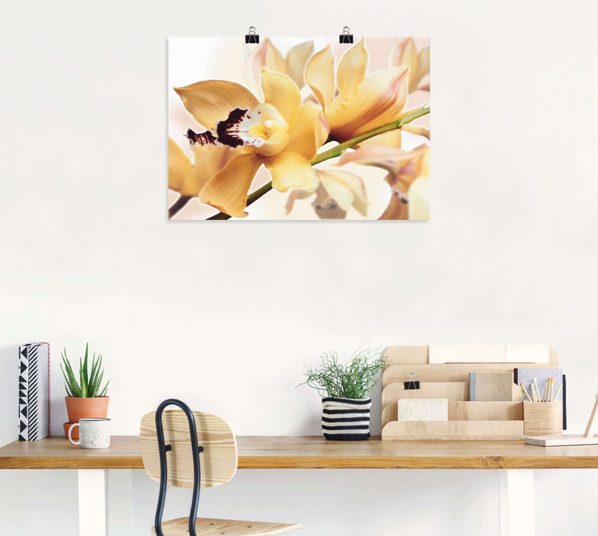 Artland Wandbild Gelbe Orchidee, St), Wandaufkleber Größen Blumenbilder oder Poster versch. Leinwandbild, Alubild, (1 in als