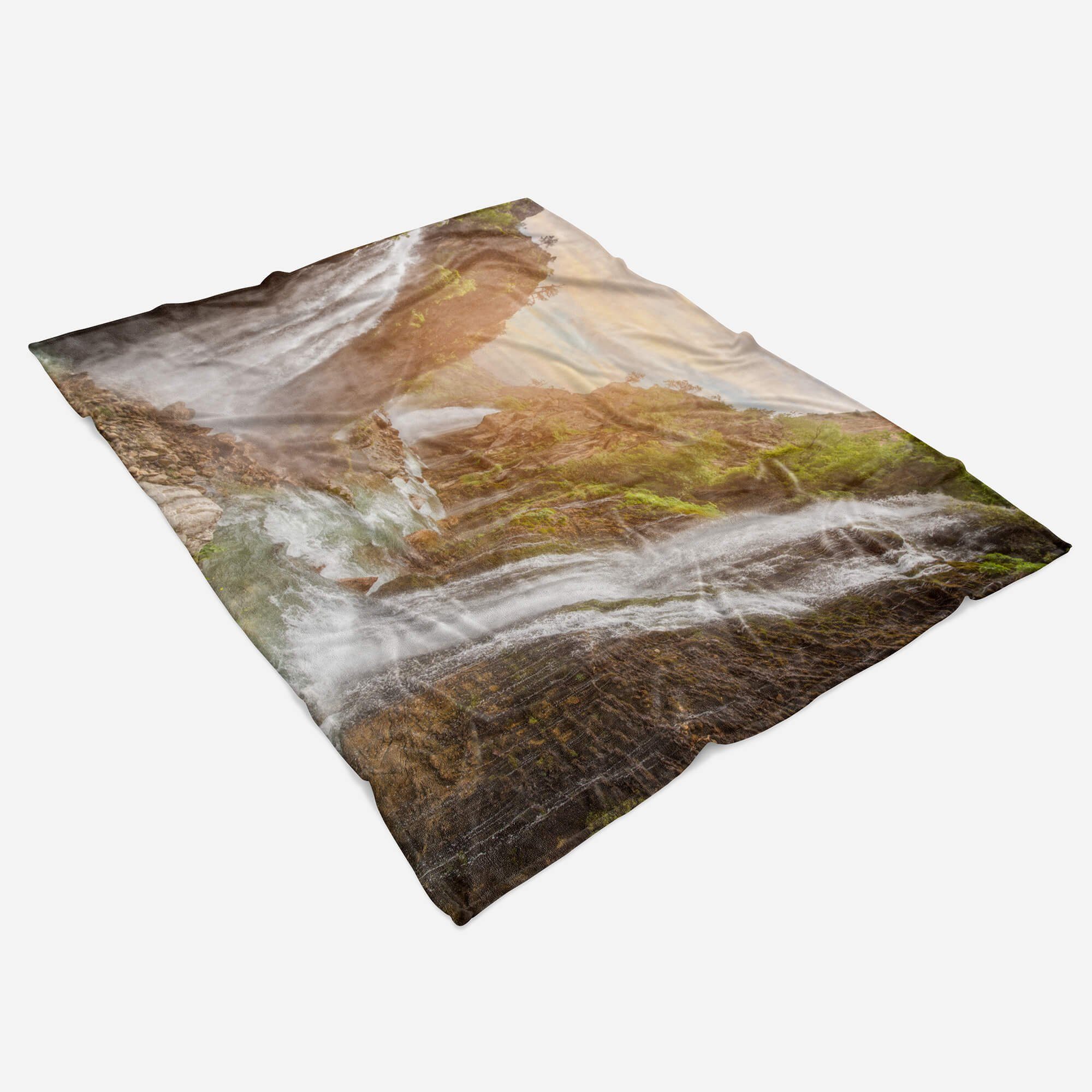 Baumwolle-Polyester-Mix Berge Strandhandtuch Art S, Handtücher Handtuch Saunatuch (1-St), Sinus Handtuch Kuscheldecke mit Fotomotiv Thailand Wasserfälle