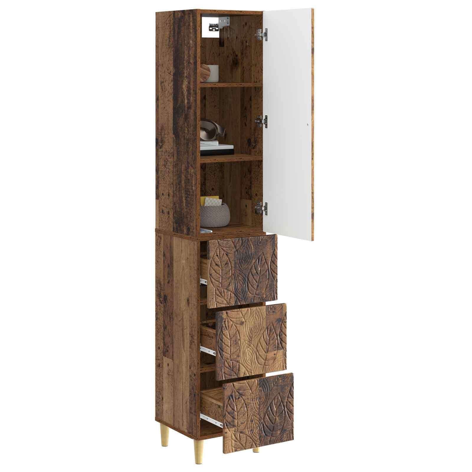 vidaXL Highboard 33 x 34,5 x 90 cm Highboard Hochschrank Schrankset 2er Set Altholz 33x